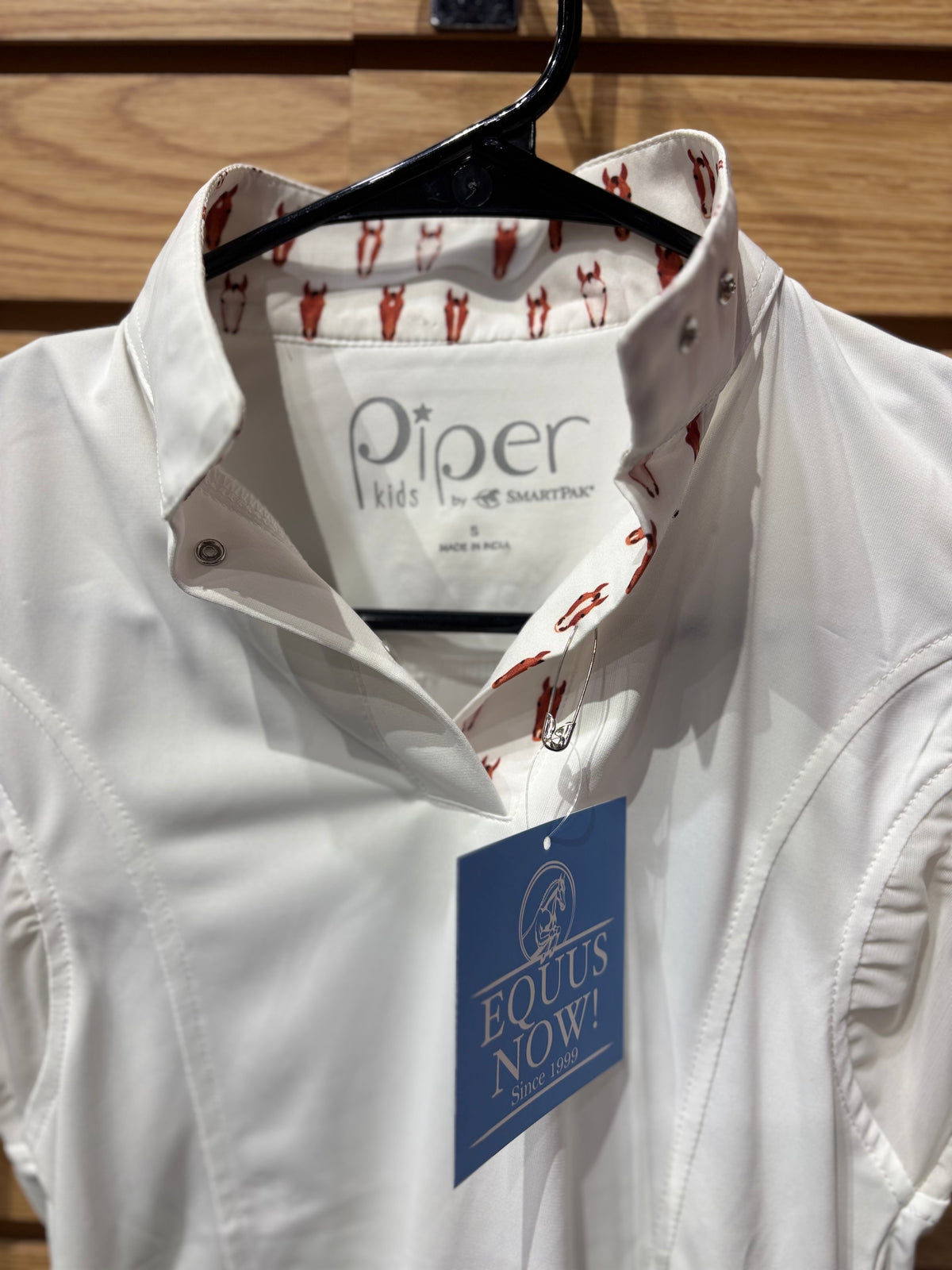 Used Youth Small White/Horse Print Piper by SmartPak Show Shirt