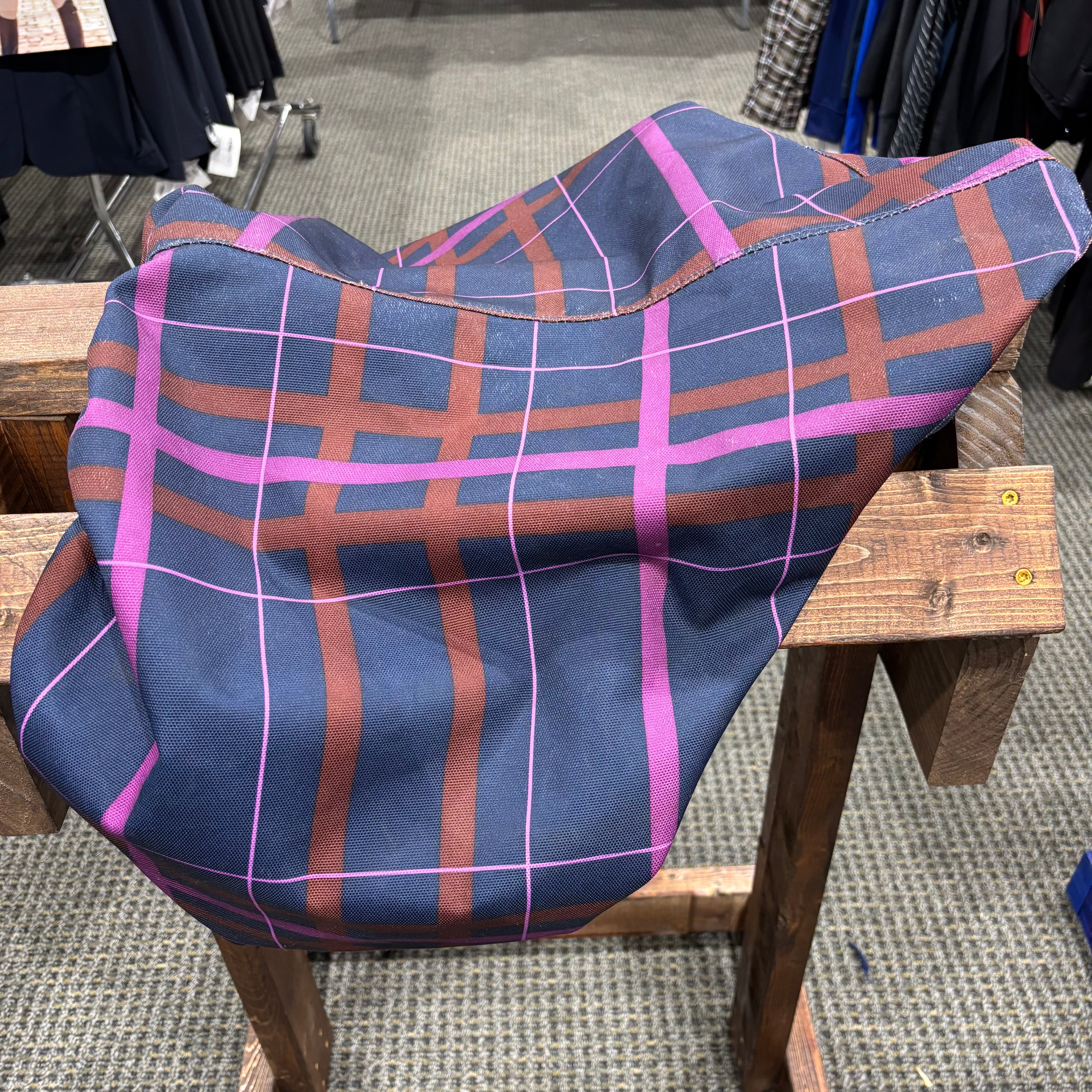 Used Pessoa Purple/Blue Plaid Saddle Cover