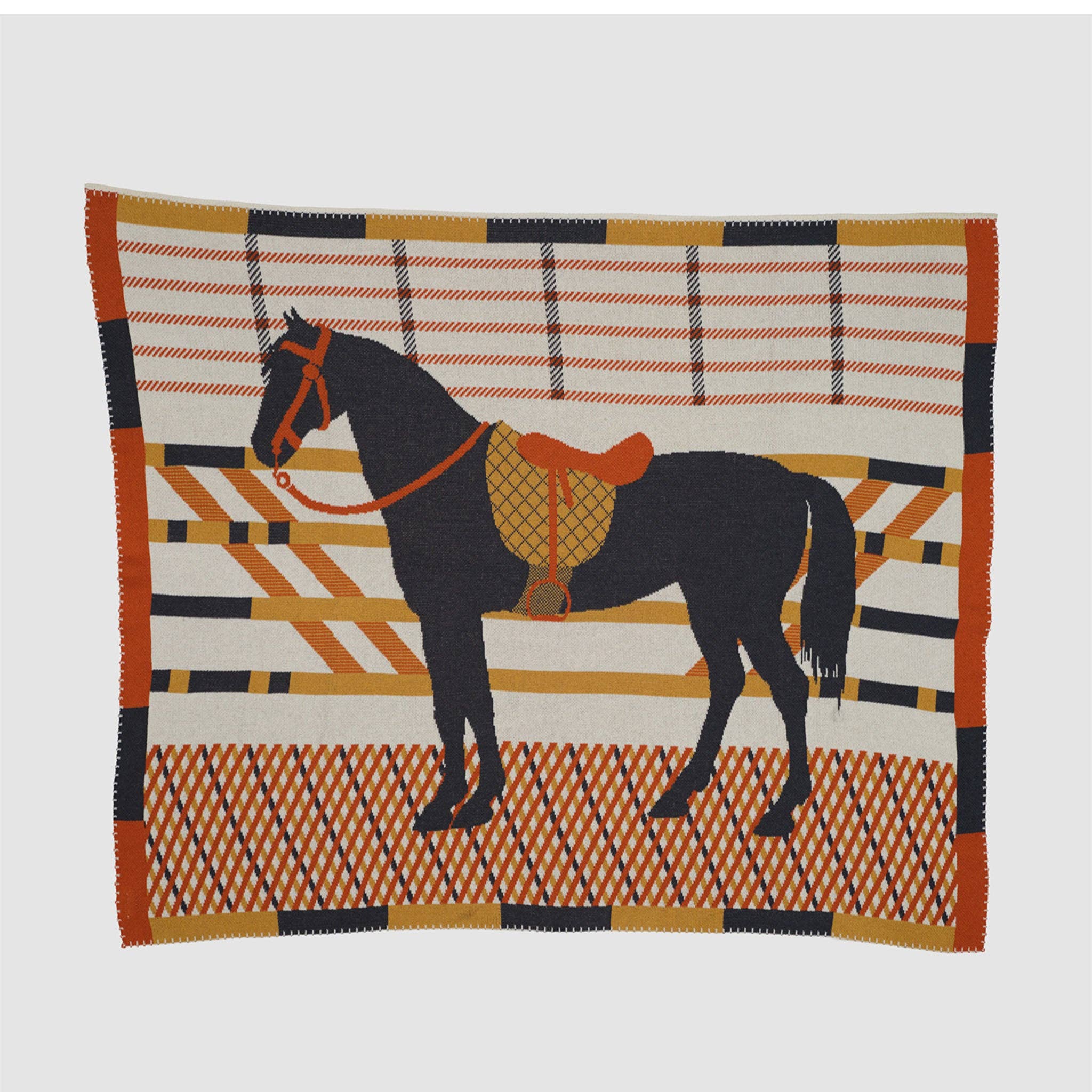 In2Green - Cotton Sustainable Knit Patterned | Stripes Throw Blanket - Equestrian Cheval