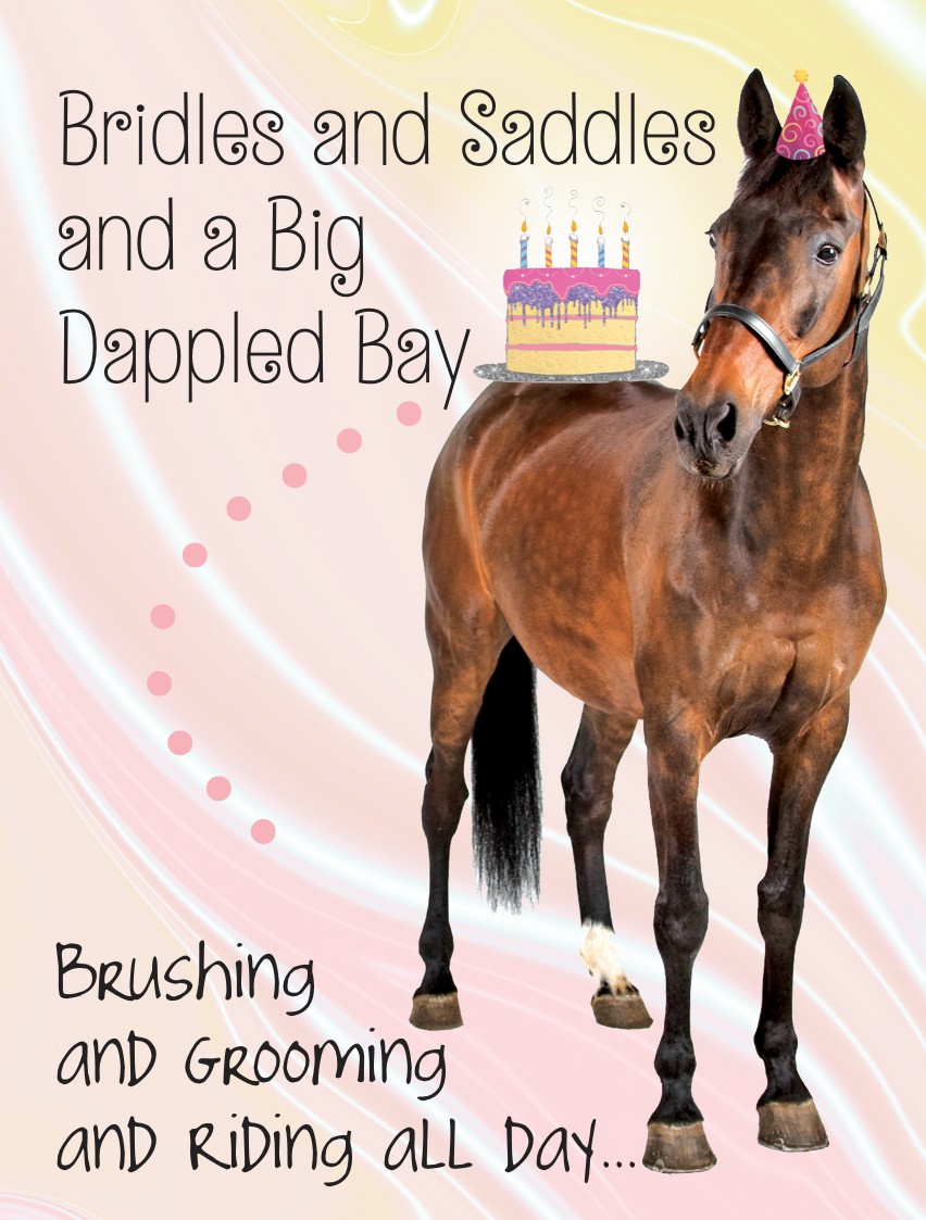 Horse Hollow Press - Horse Greeting Birthday Card / Bridles & Saddles Dapple Bay