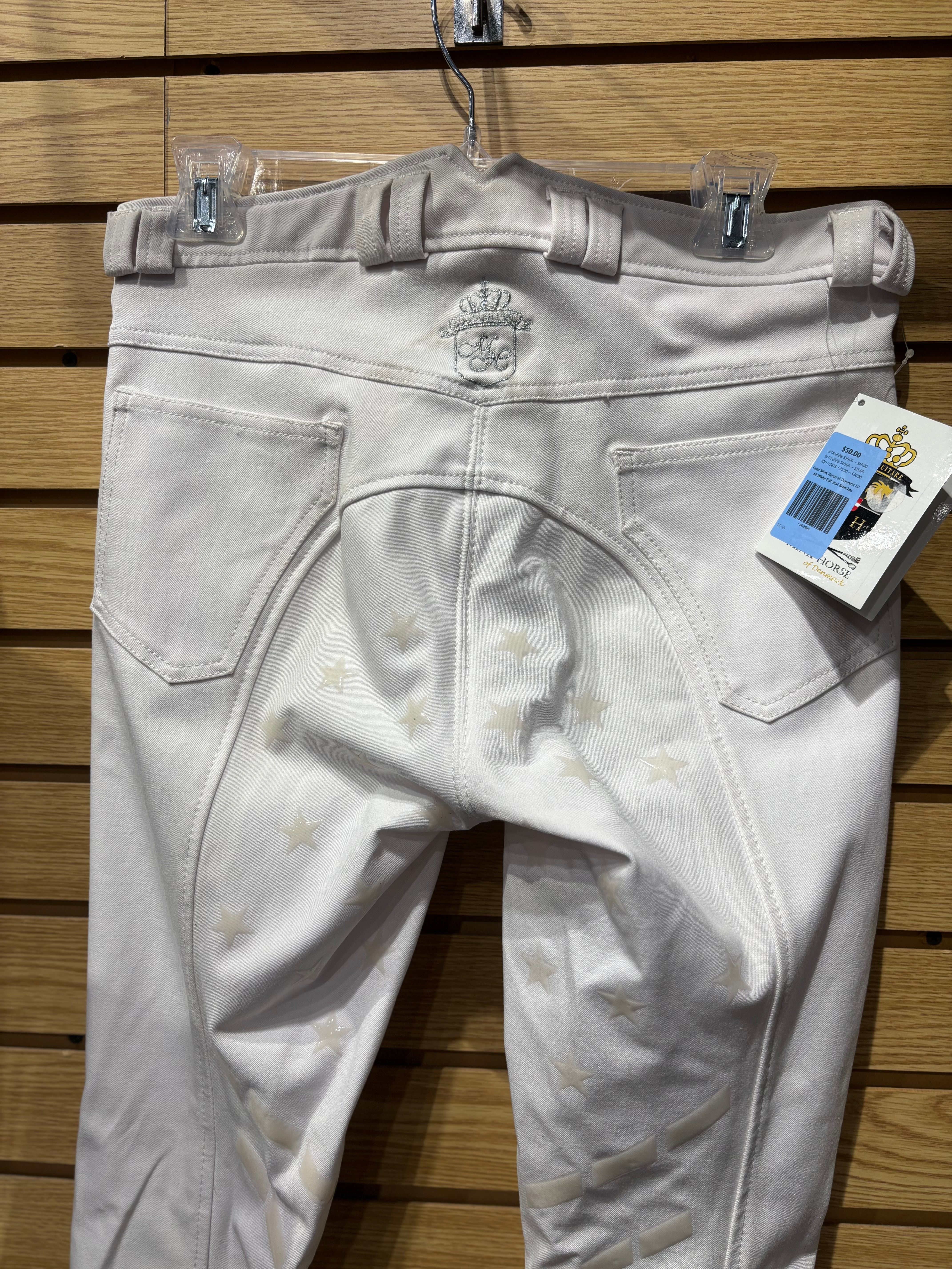 Used Mink Horse of Denmark EU 40 White Full Seat Breeches