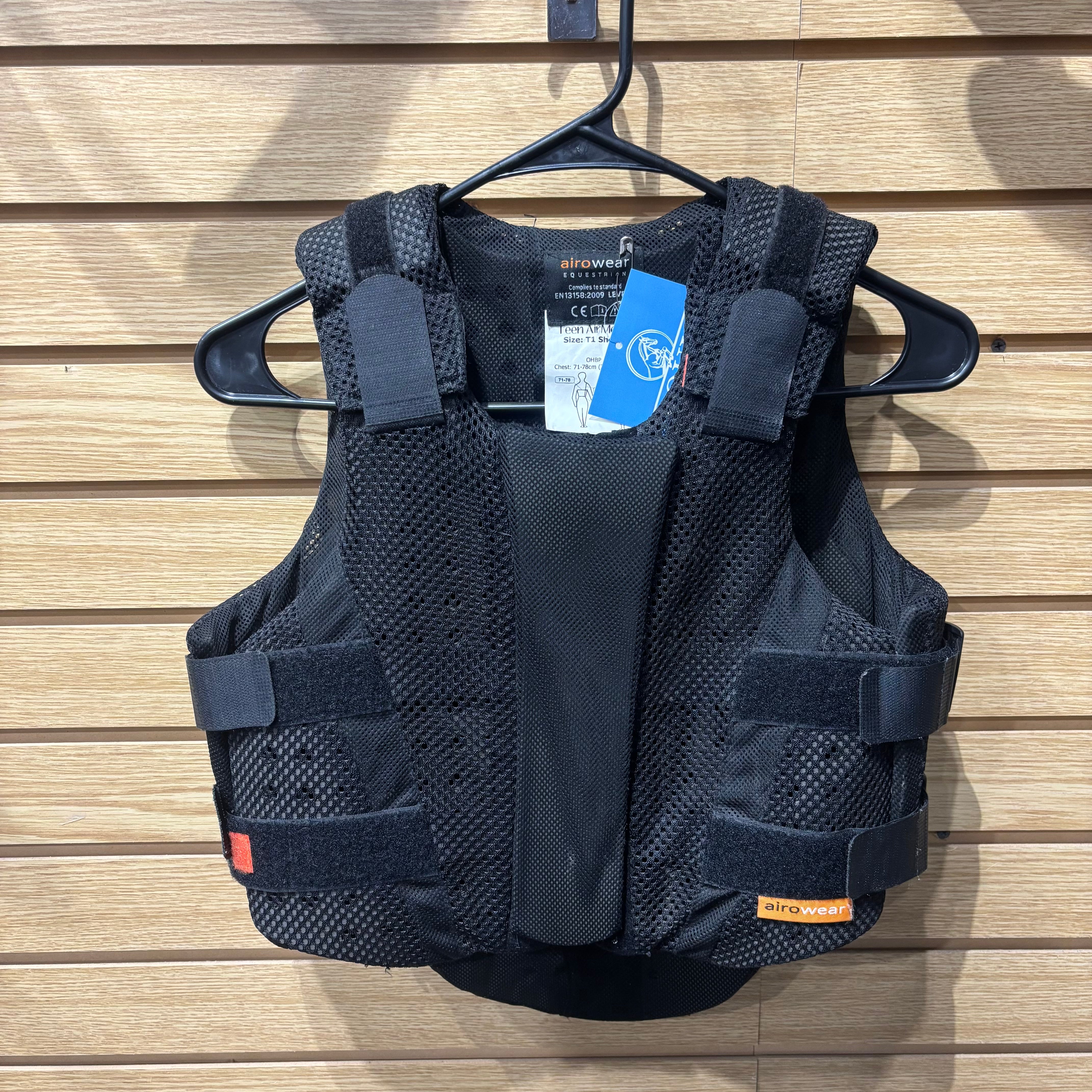 Used Black Airowear Equestrian Safety Vest T1 Short