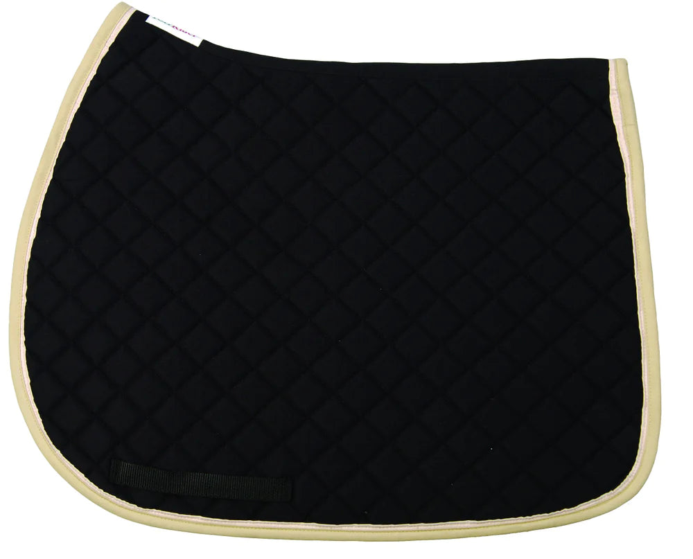 Tuffrider Basic All Purpose Saddle Pad with Trim and Piping - Black/Tan/Cream