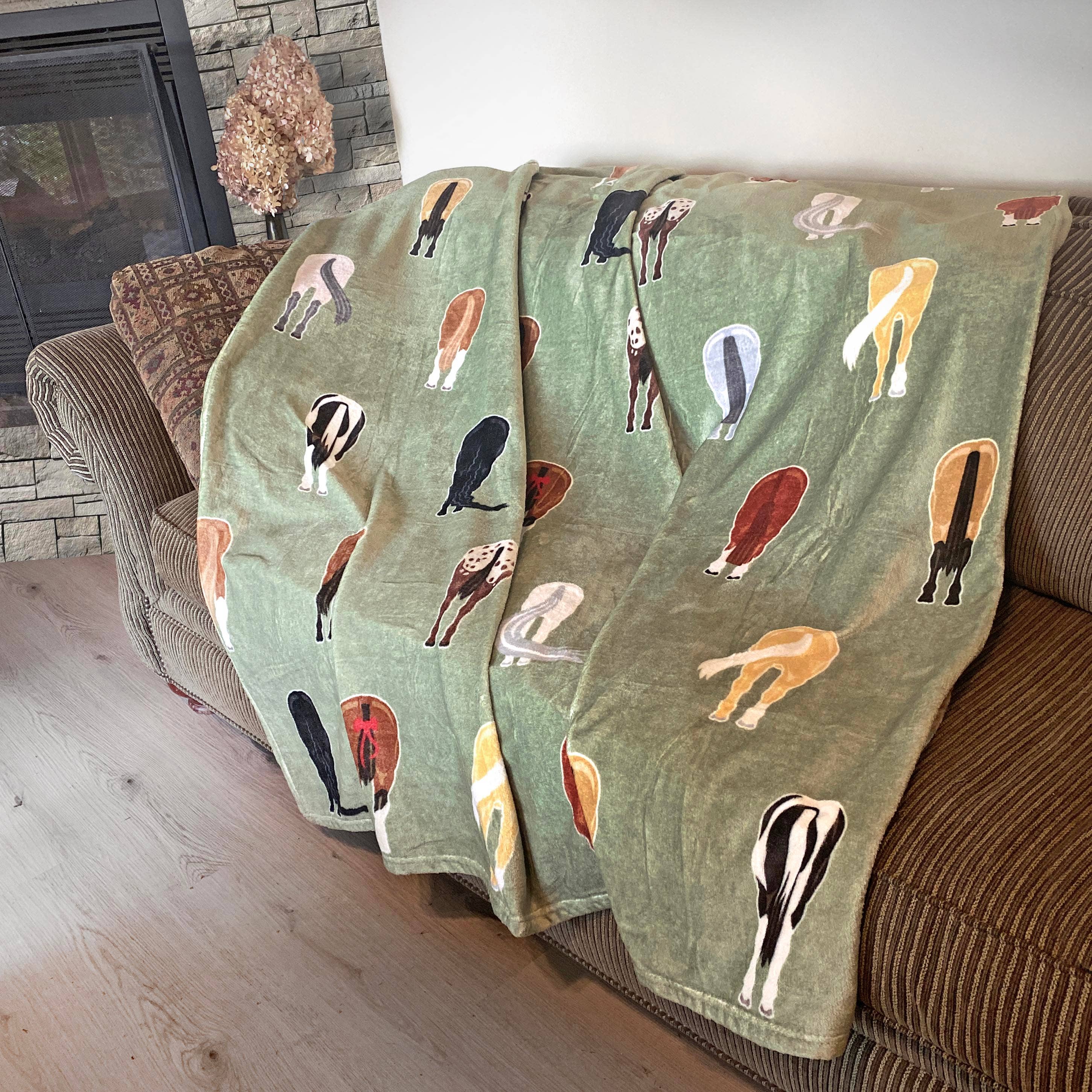 Horse Tails Plush Throw Blanket
