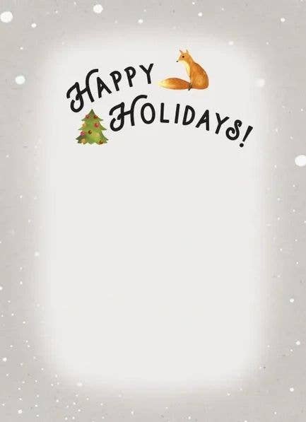 Horse Hollow Press - Fox Christmas Card / Ball Hanging from Tail / Holiday Card