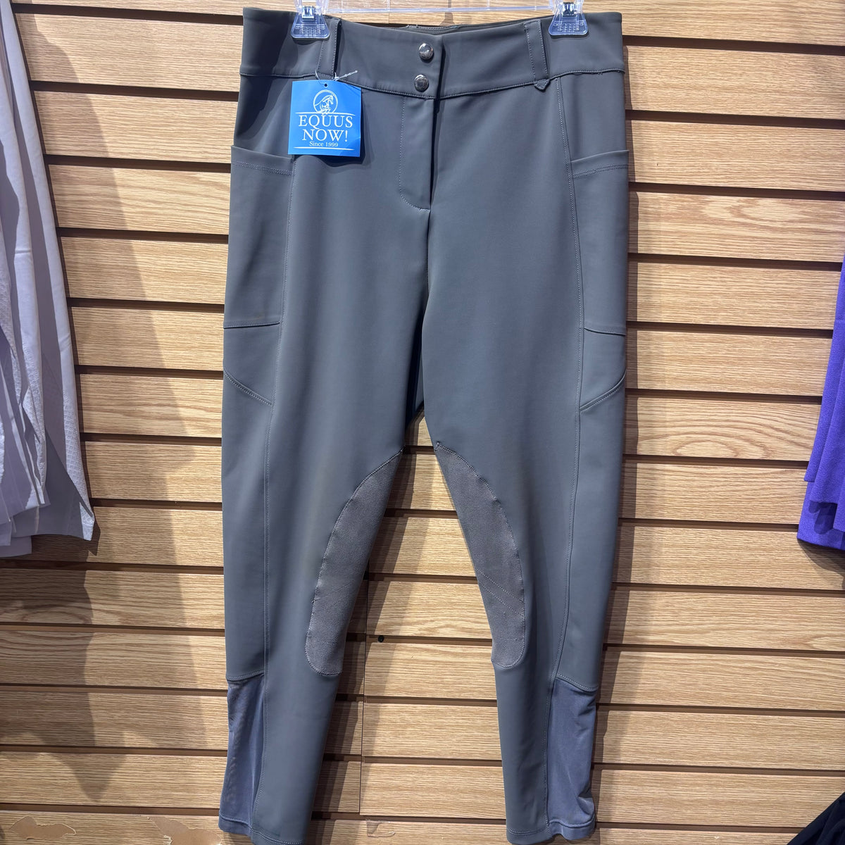 Used Free Ride Equestrian Grey 32 Knee Patch Breeches