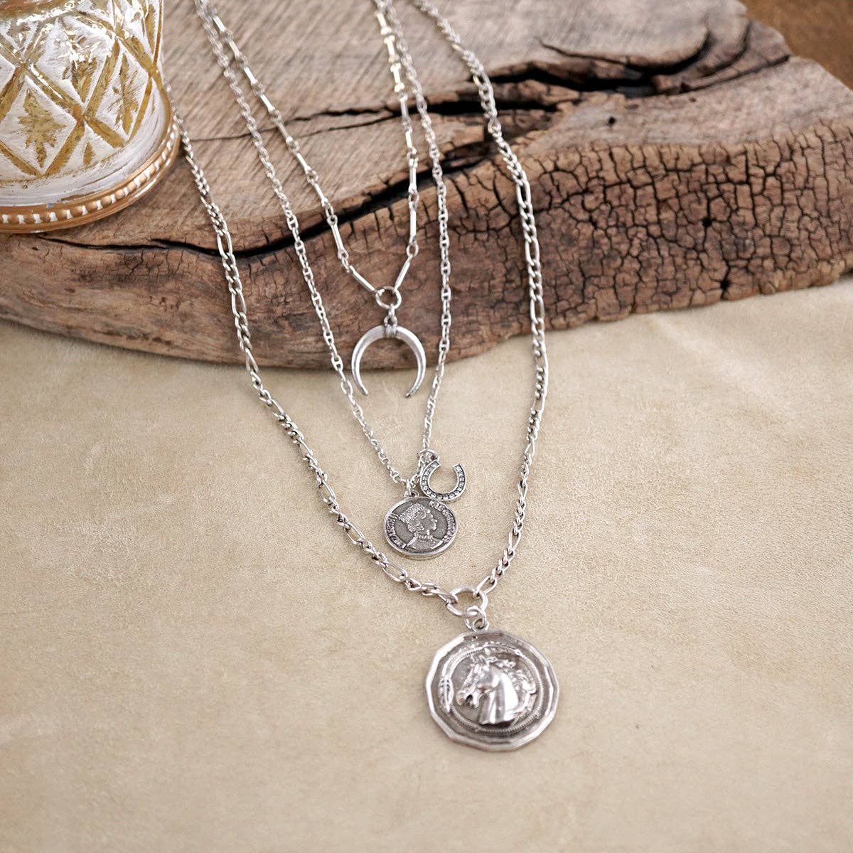 Moonlit Rider – Layered Horse Coin Necklace