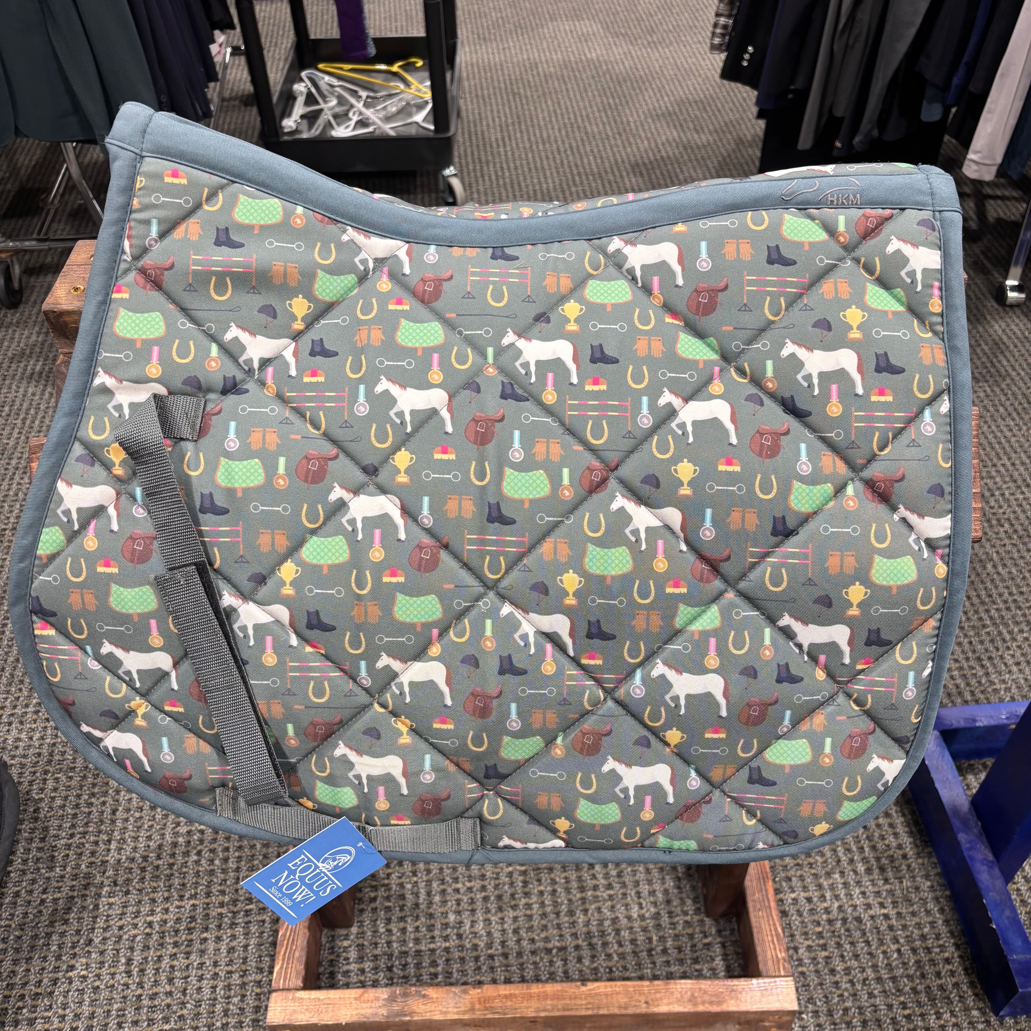 Used Pony Green/Horse Print HKM Saddle Pad