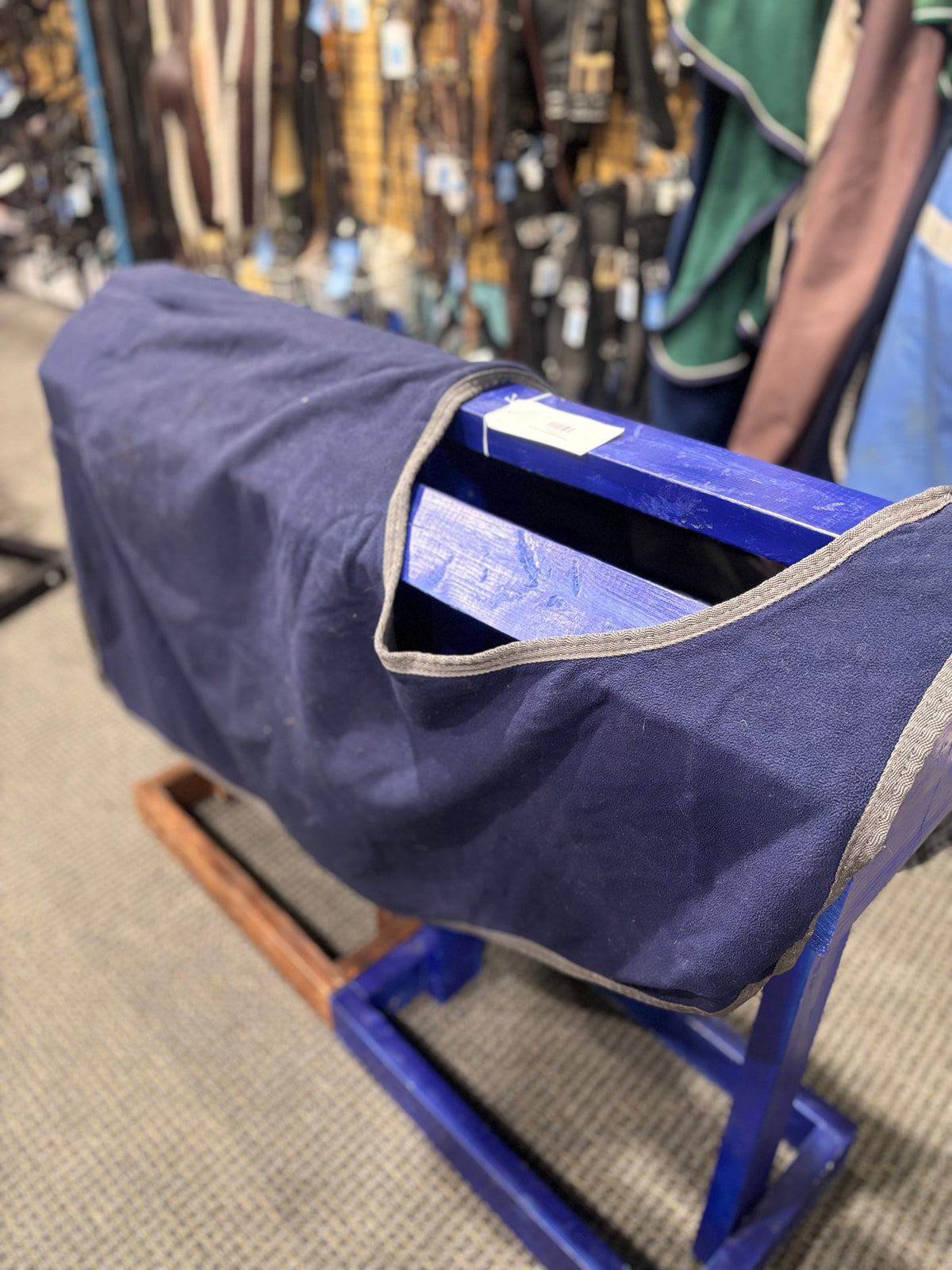 Used Large Navy/Grey Dover Saddlery Fleece Quarter Sheet