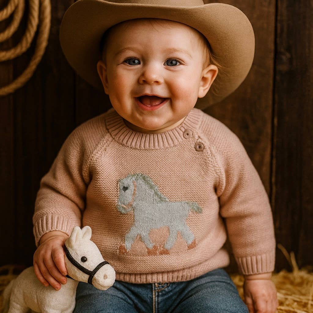Equestrian Horse Knit Baby Sweater
