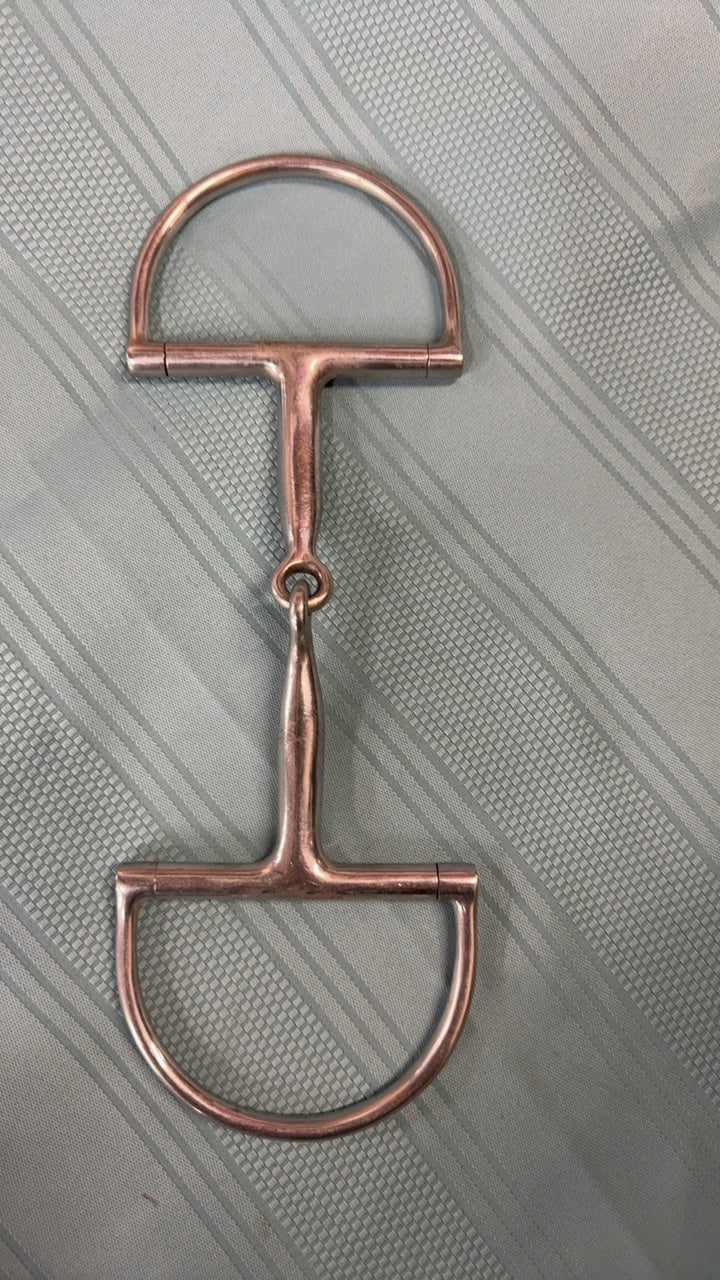 Used Single Jointed D Ring Snaffle Bit 5.5 Silver