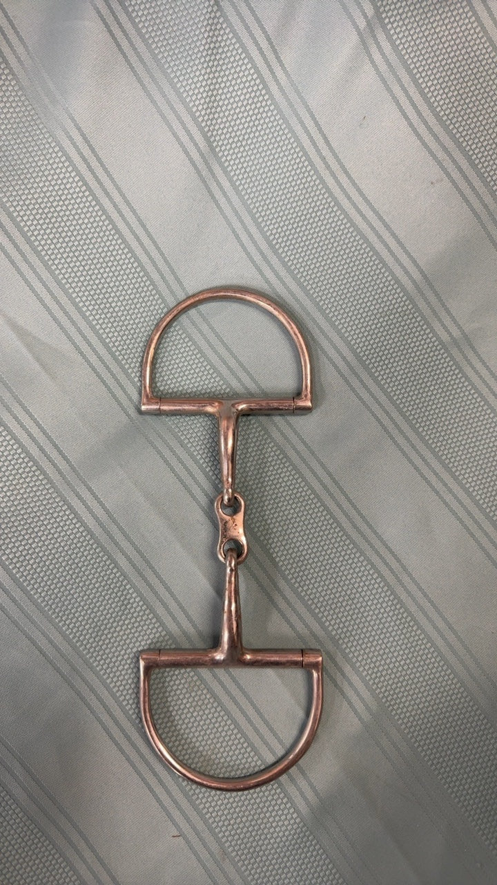 Used Double Jointed D-Ring Snaffle Bit 5 1/8" Silver