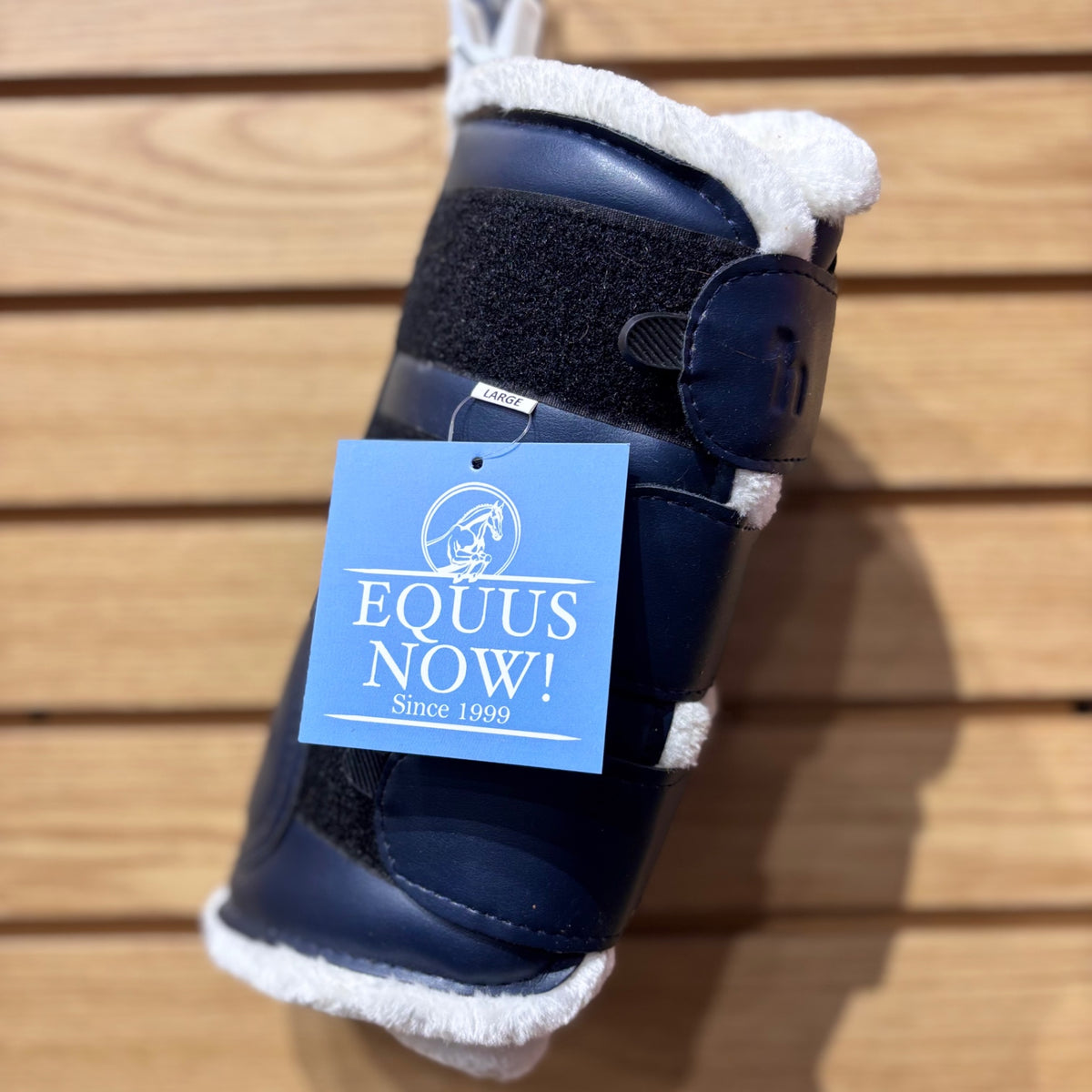 Used Large Navy Horze Fleece Brushing Boots