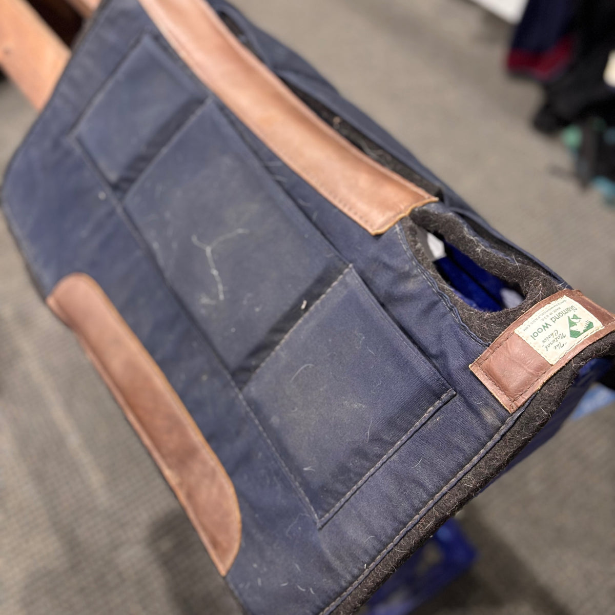 Used Navy Diamond Wool Western Pad with Shims