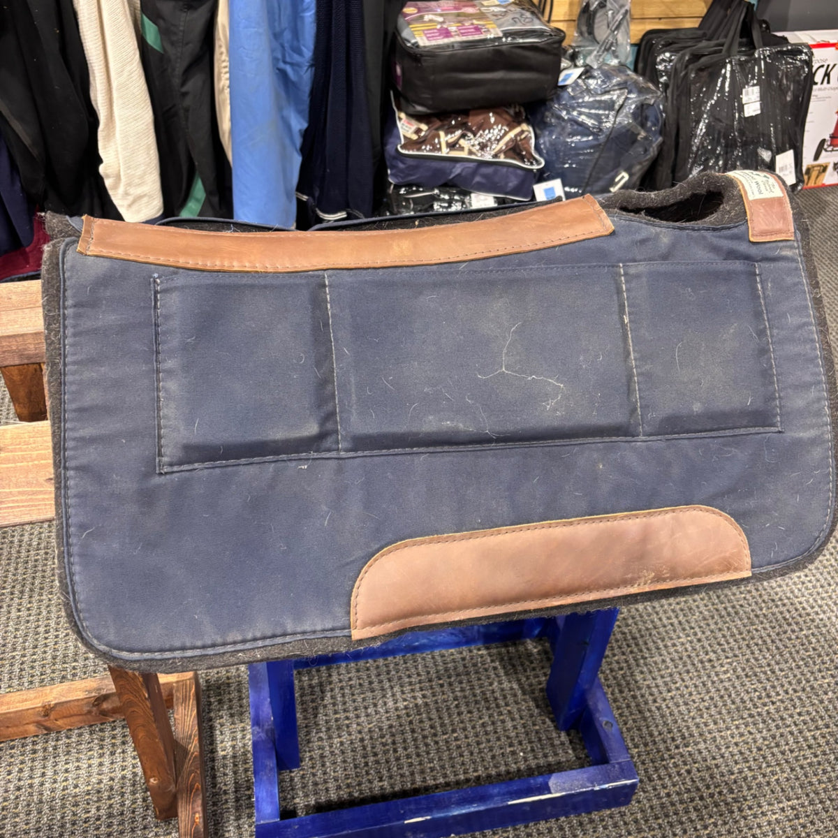 Used Navy Diamond Wool Western Pad with Shims