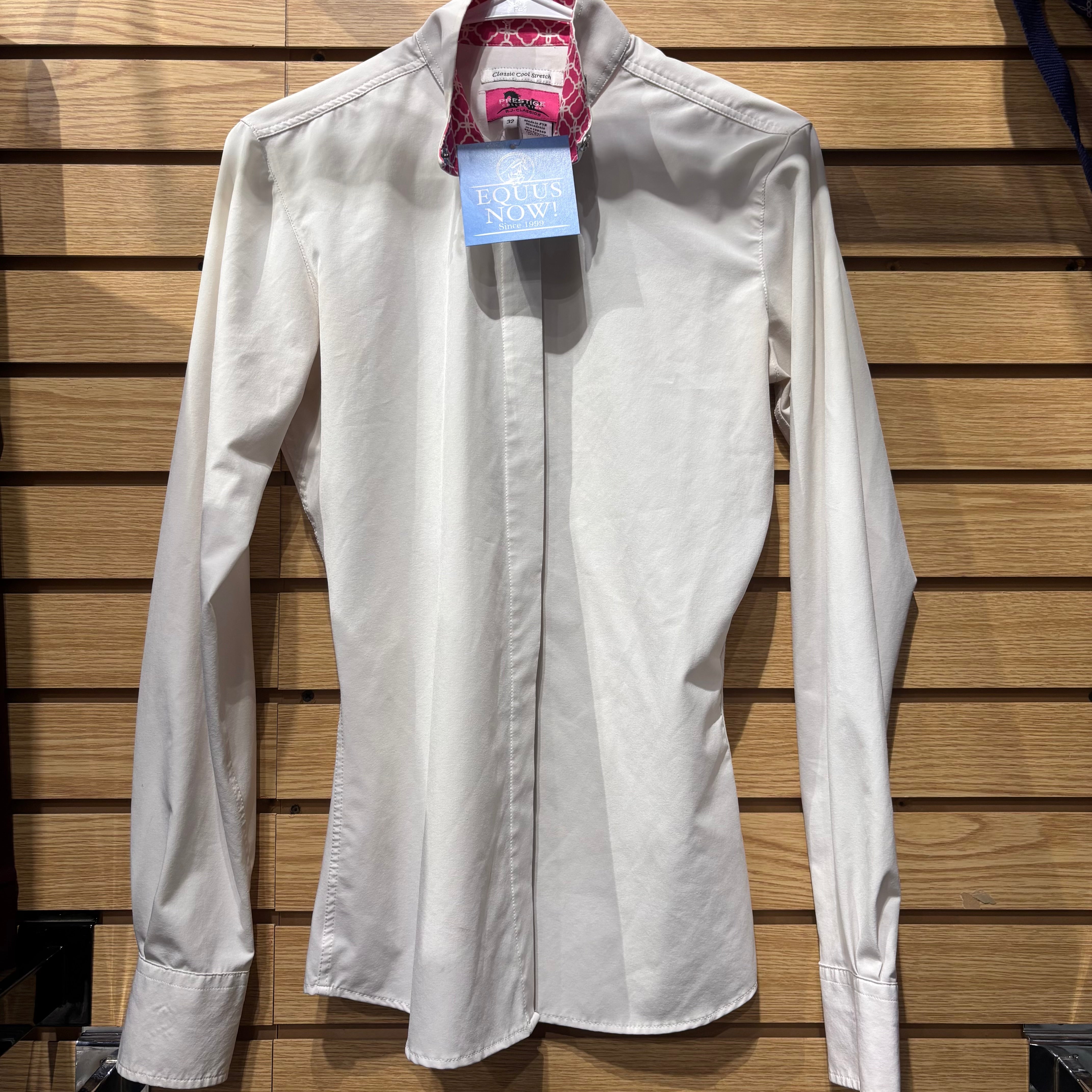 Used 32 White RJ Classics Prestige Cool Stretch Show Shirt