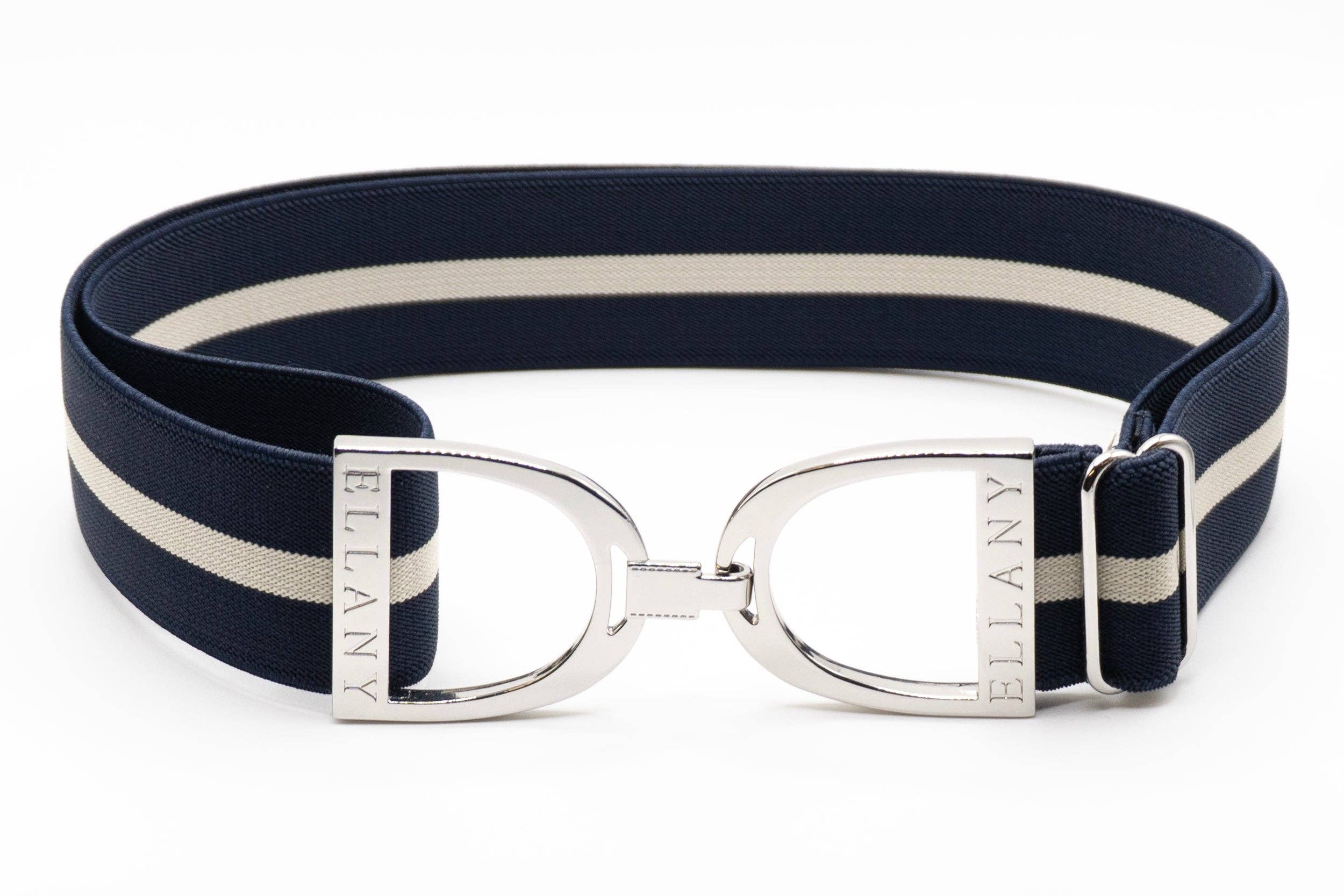 Ellany - Blueberries & Cream- 1.5" Silver Stirrup Elastic Belt