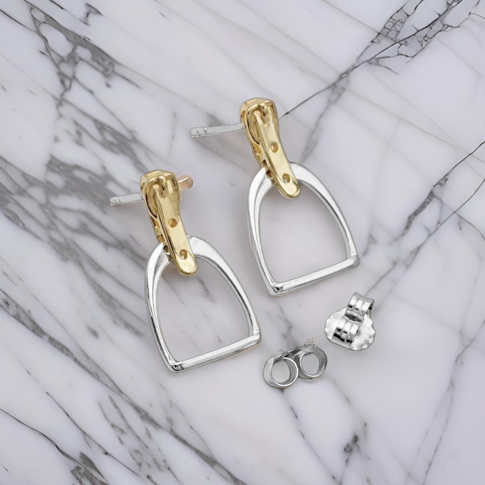 Sterling Silver English Equestrian Stirrup Earrings