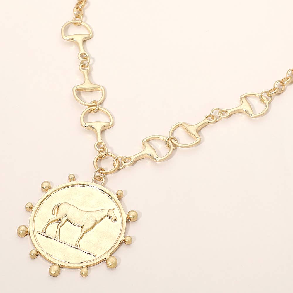 Sensibling Corp. - Horse Medallion Pendant Horsebit Link Chain Necklace