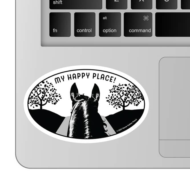 Horse Hollow Press - 3" Tumbler Horse Sticker / Happy Place Trail / WATERPROOF