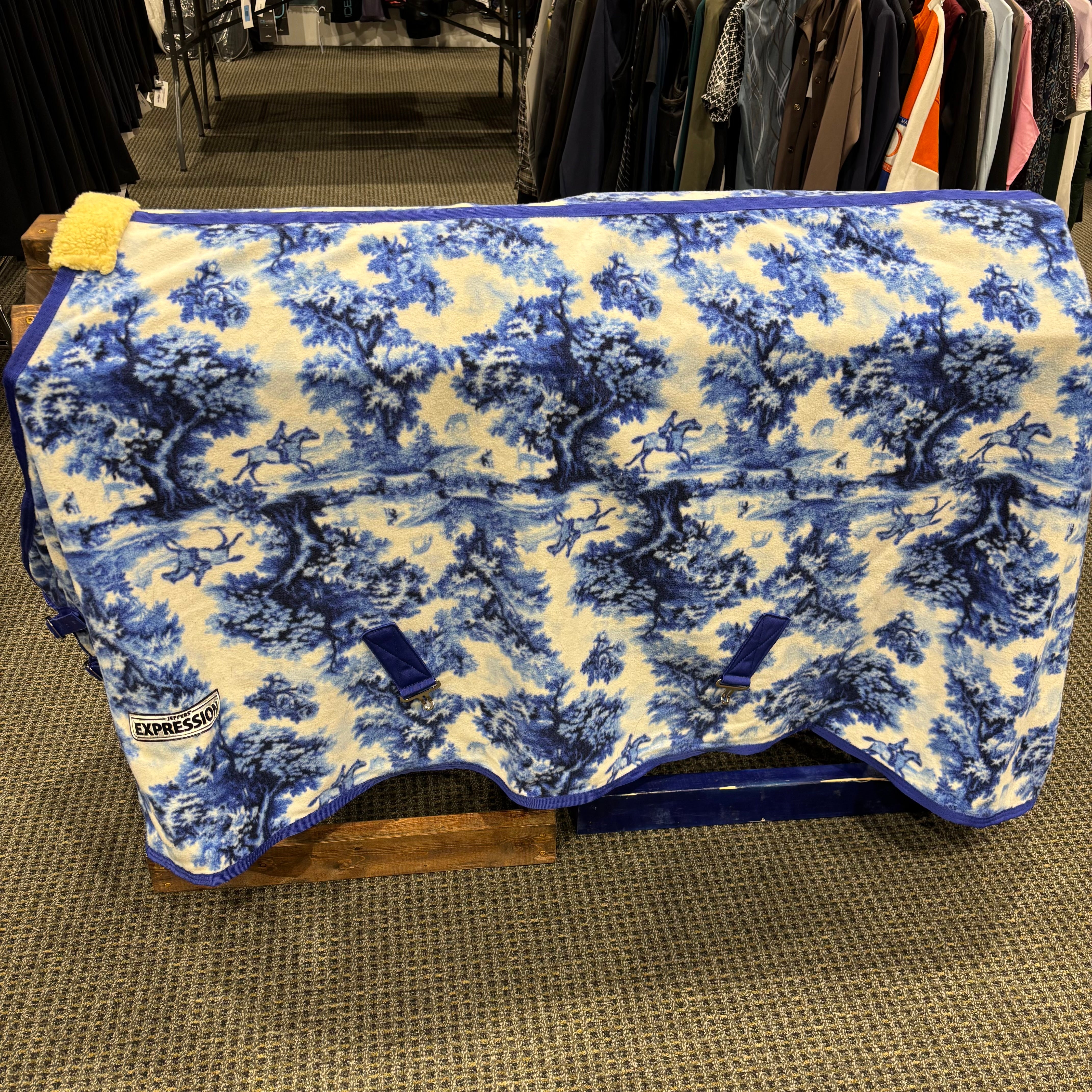 Used 78" Jeffers Fleece Cooler Equestrian Toile Pattern