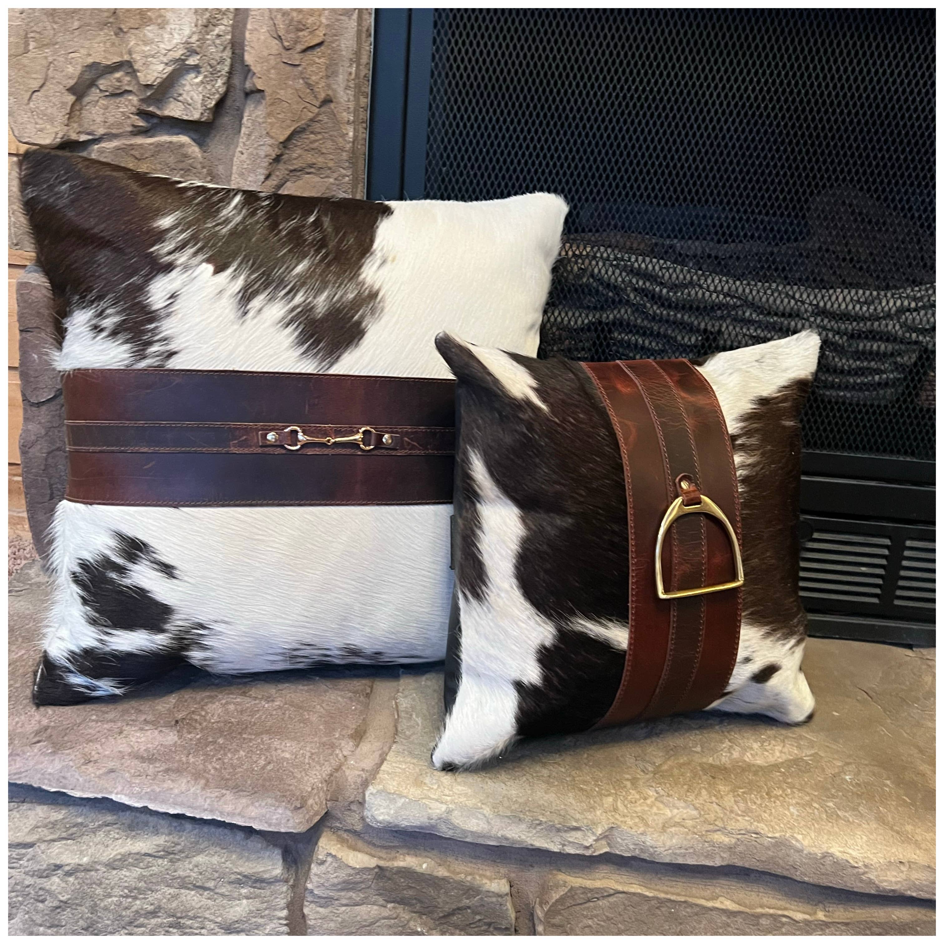 Equestrian English Stirrup Iron Cowhide Leather Pillow
