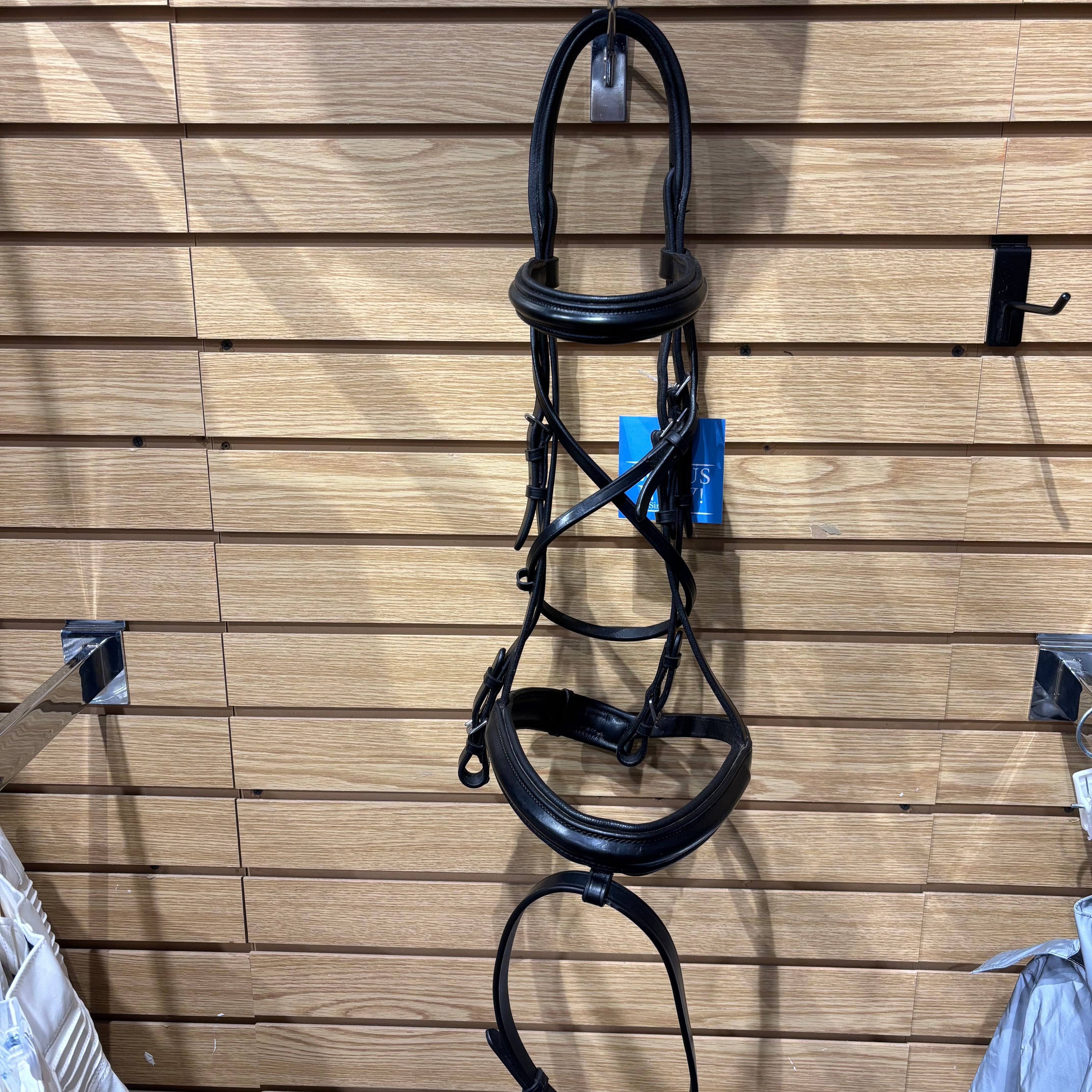 Used Black Oak Full Black Dressage Bridle with Flash