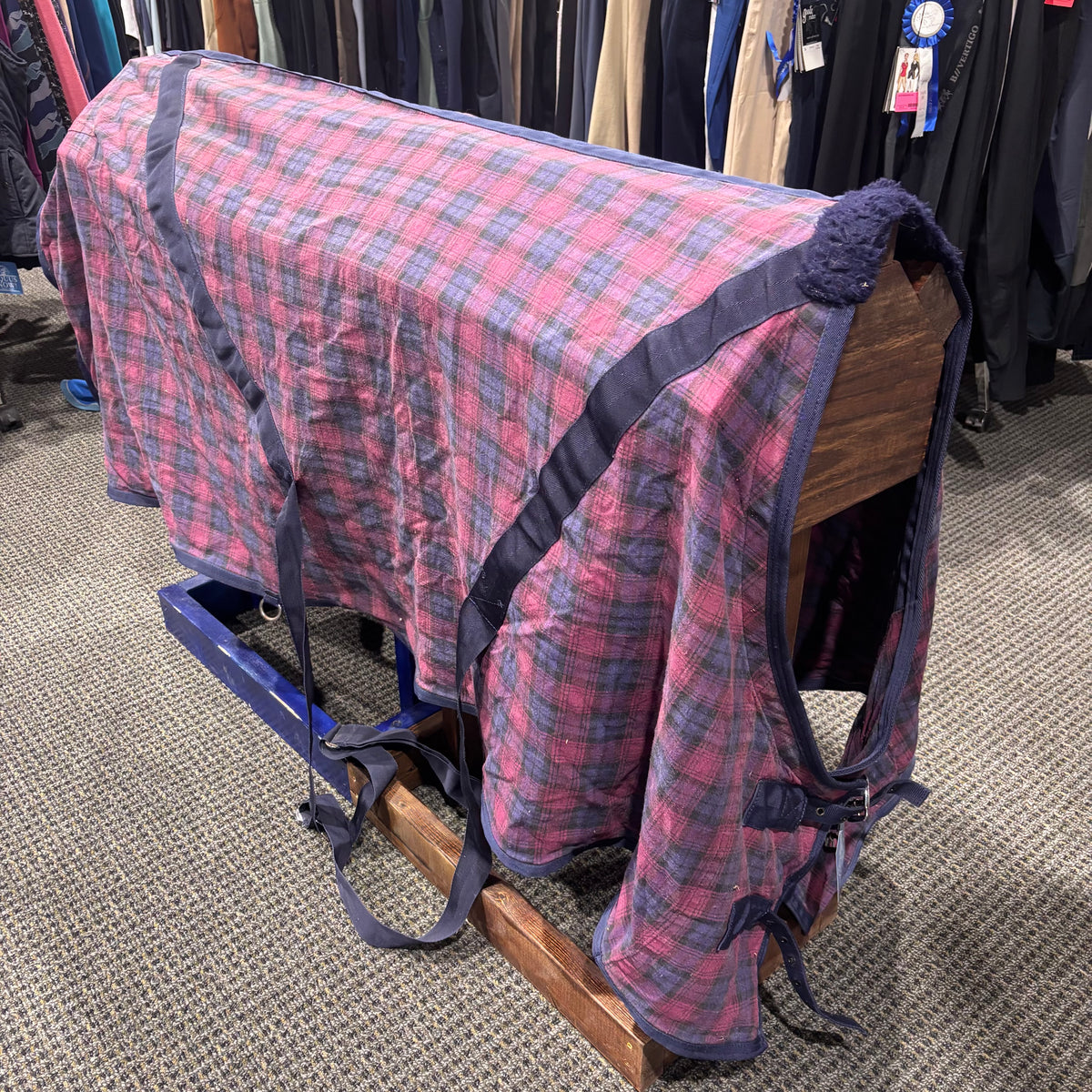 Used 78" Red/Blue Plaid Stable Sheet