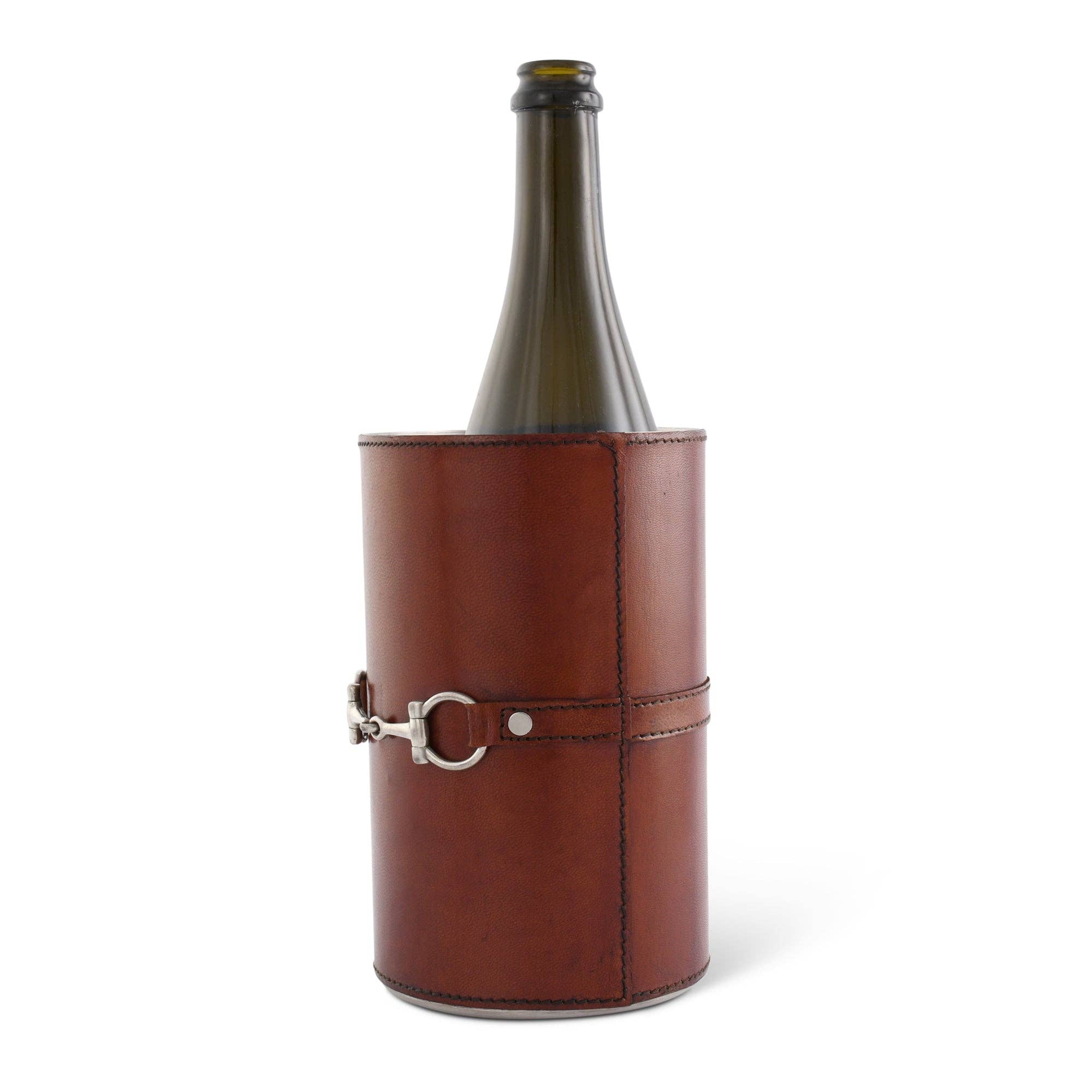 Vagabond House - Premium Genuine Leather Bit Wine Bottle Chiller - Stainless Lined