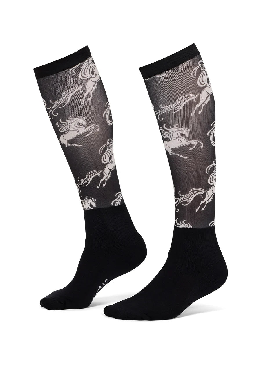 Kerrits Dual Zone Boot Socks - Black Horse Whimsy