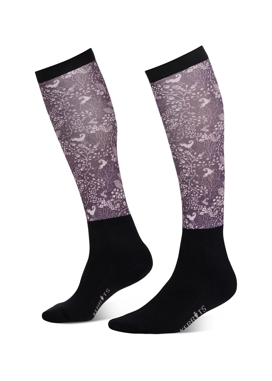 Kerrits Dual Zone Boot Socks - Elderberry Fantasy Fillies