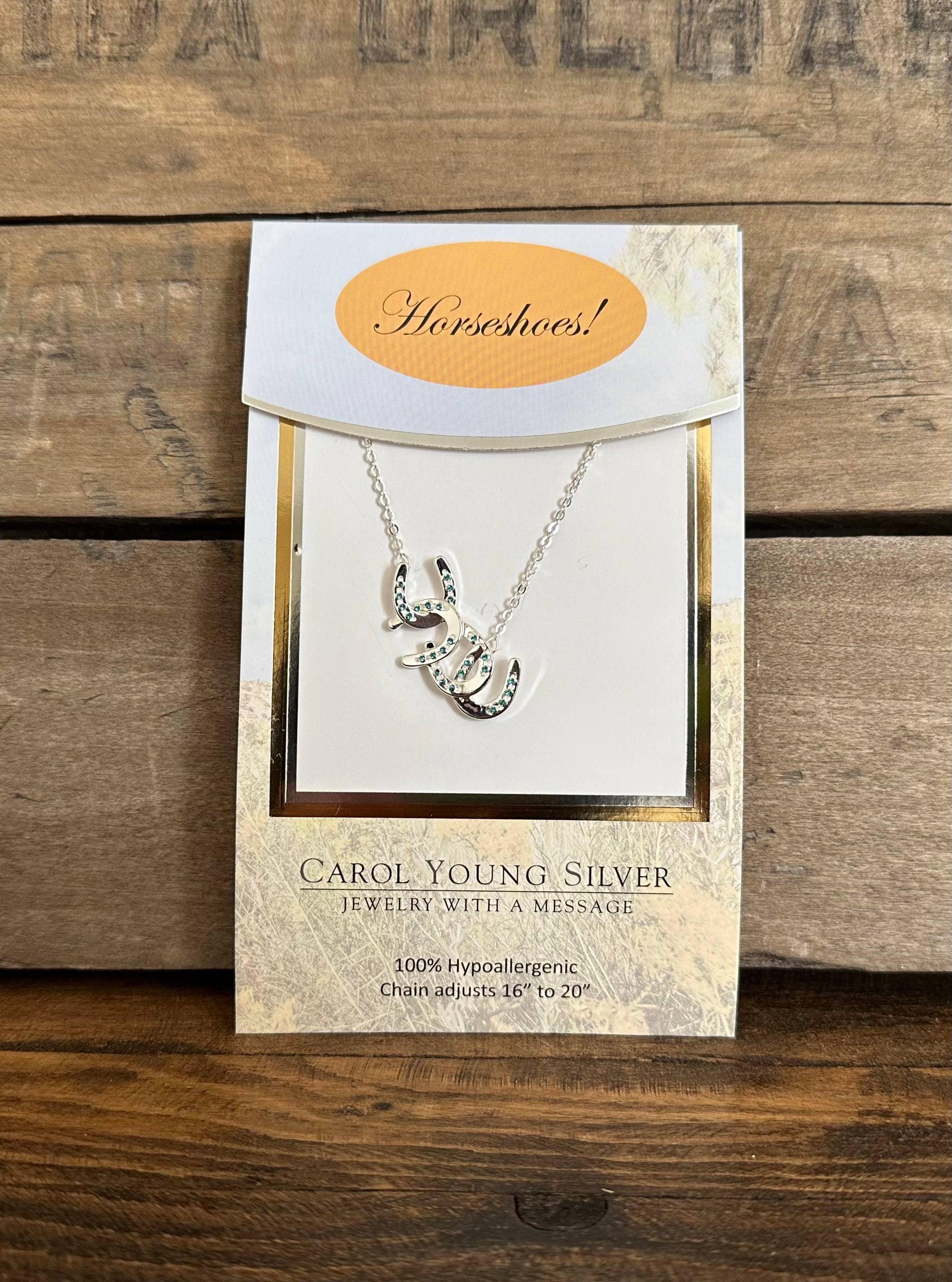 Horseshoe Petite Necklace with Aqua Crystals