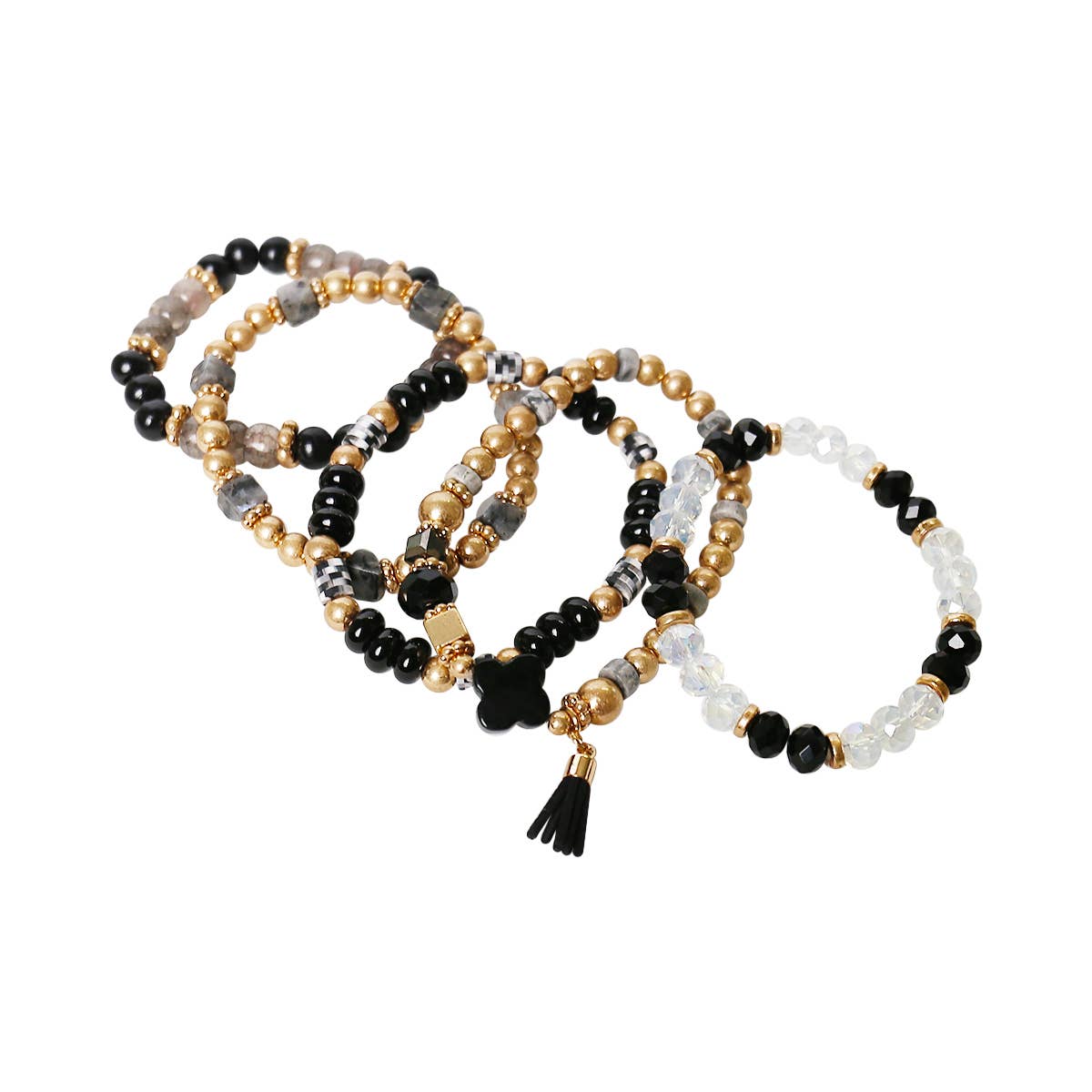 Beaded Stone Bangle Bracelet Set