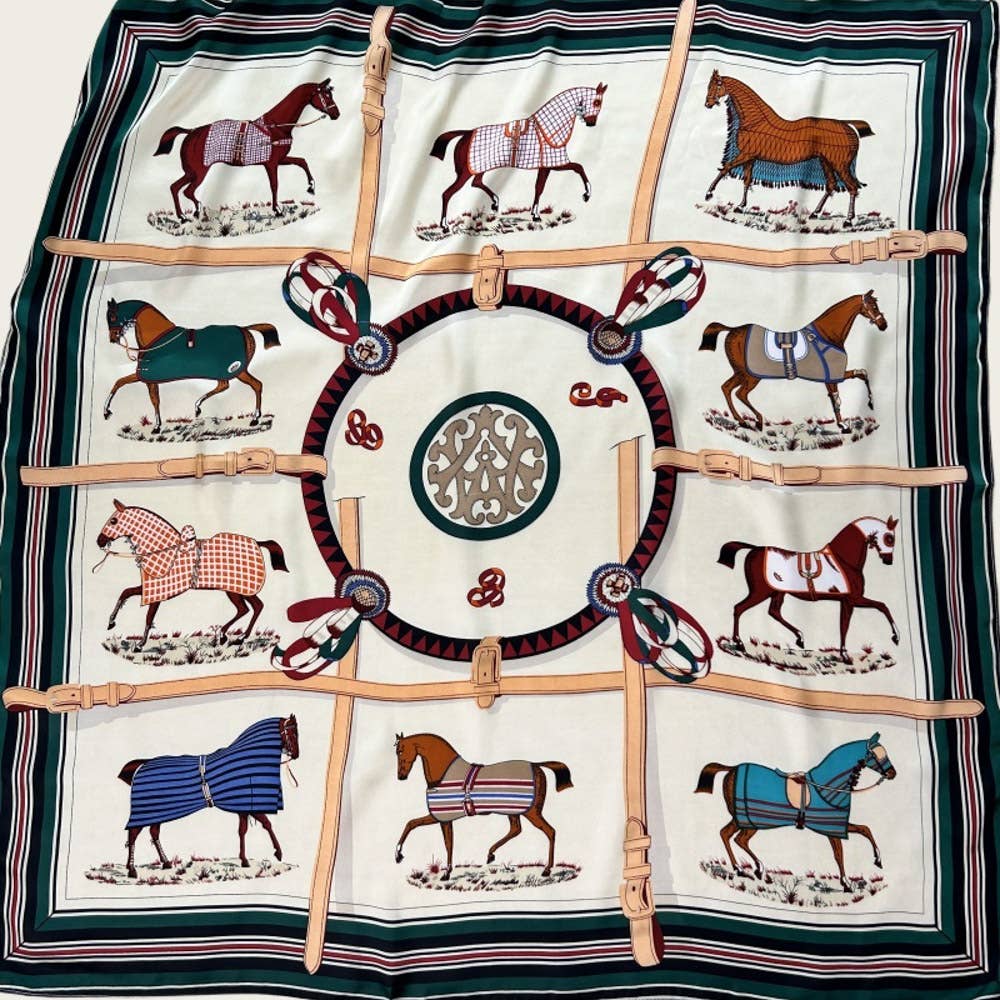 TEN HORSES SILKY SCARF