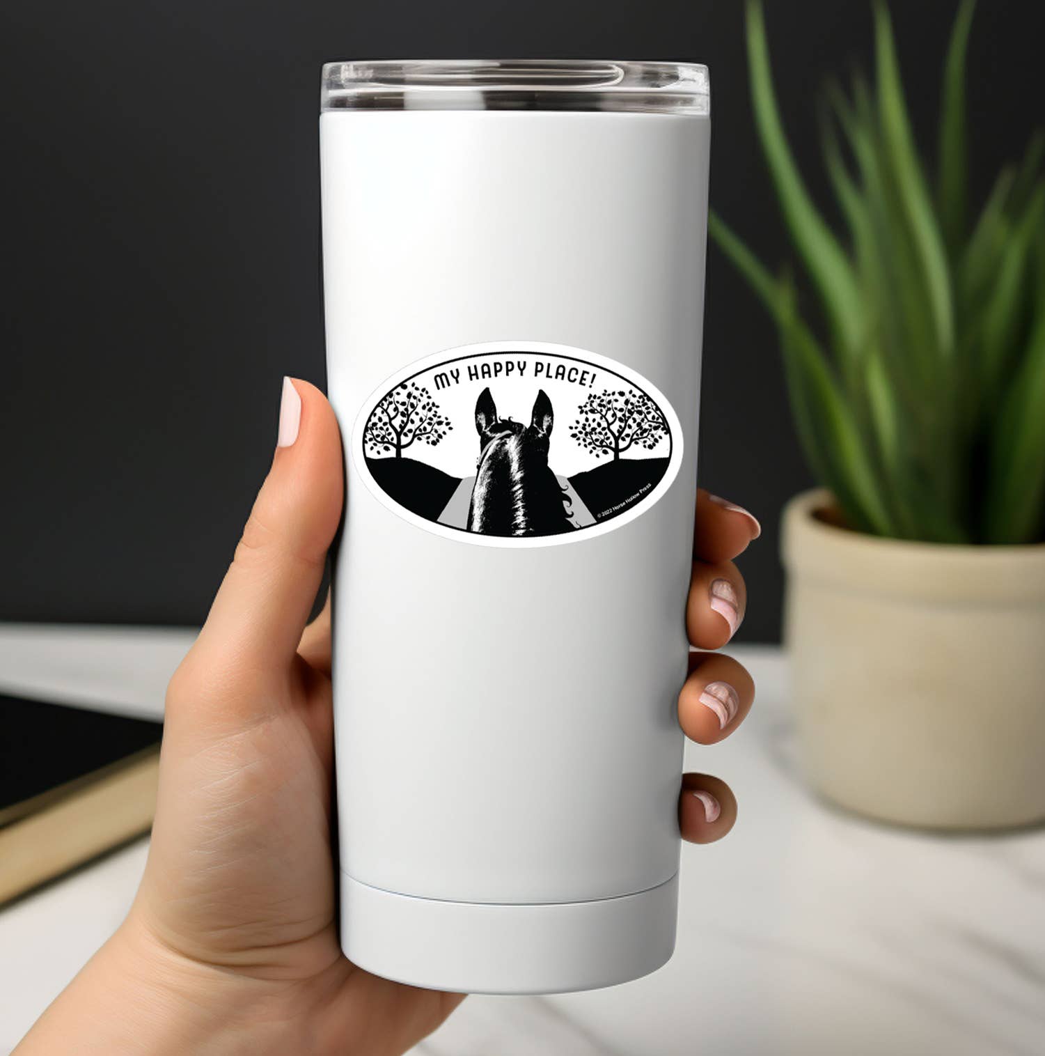 Horse Hollow Press - 3" Tumbler Horse Sticker / Happy Place Trail / WATERPROOF
