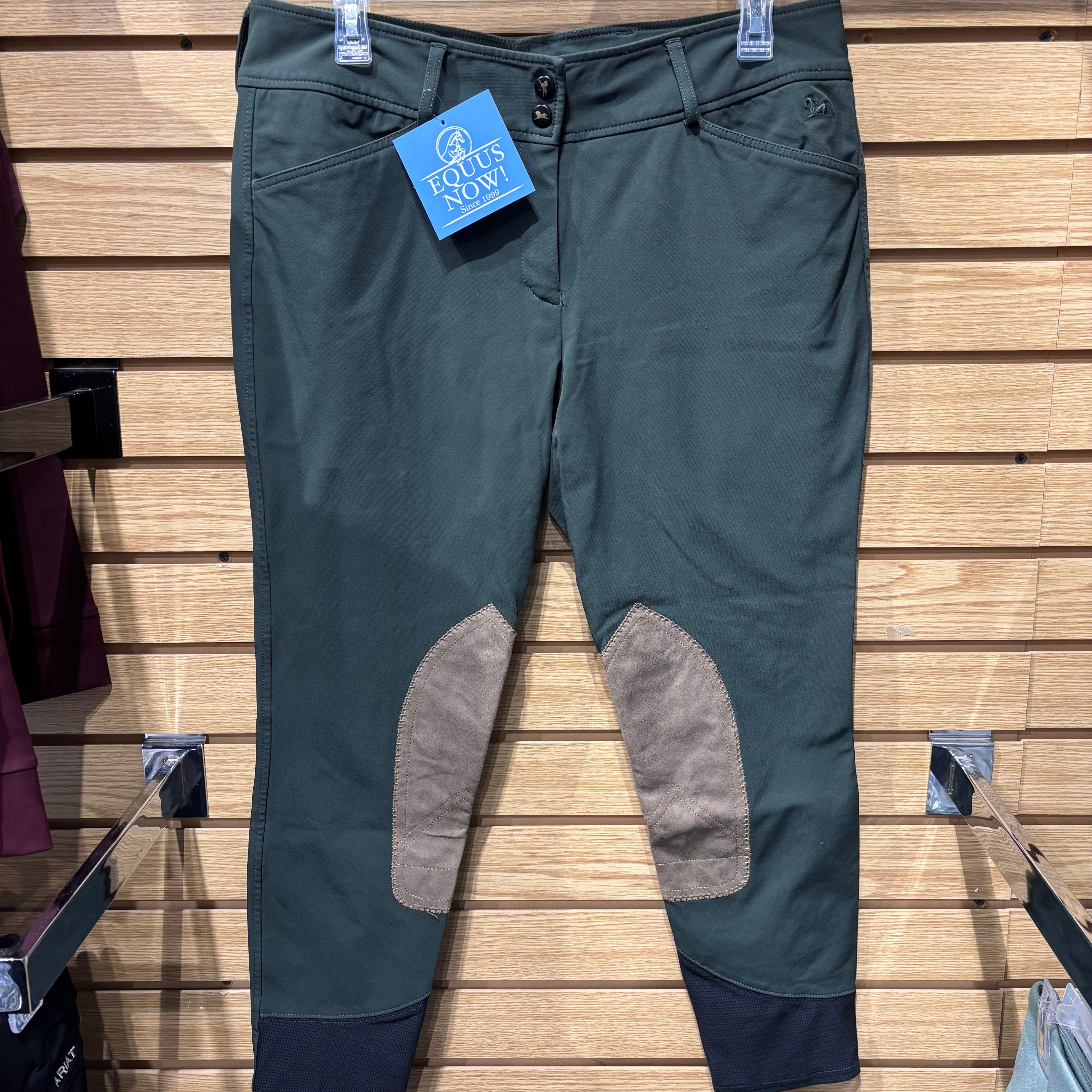 Used 32R RJ Classics Green Knee Patch Breeches