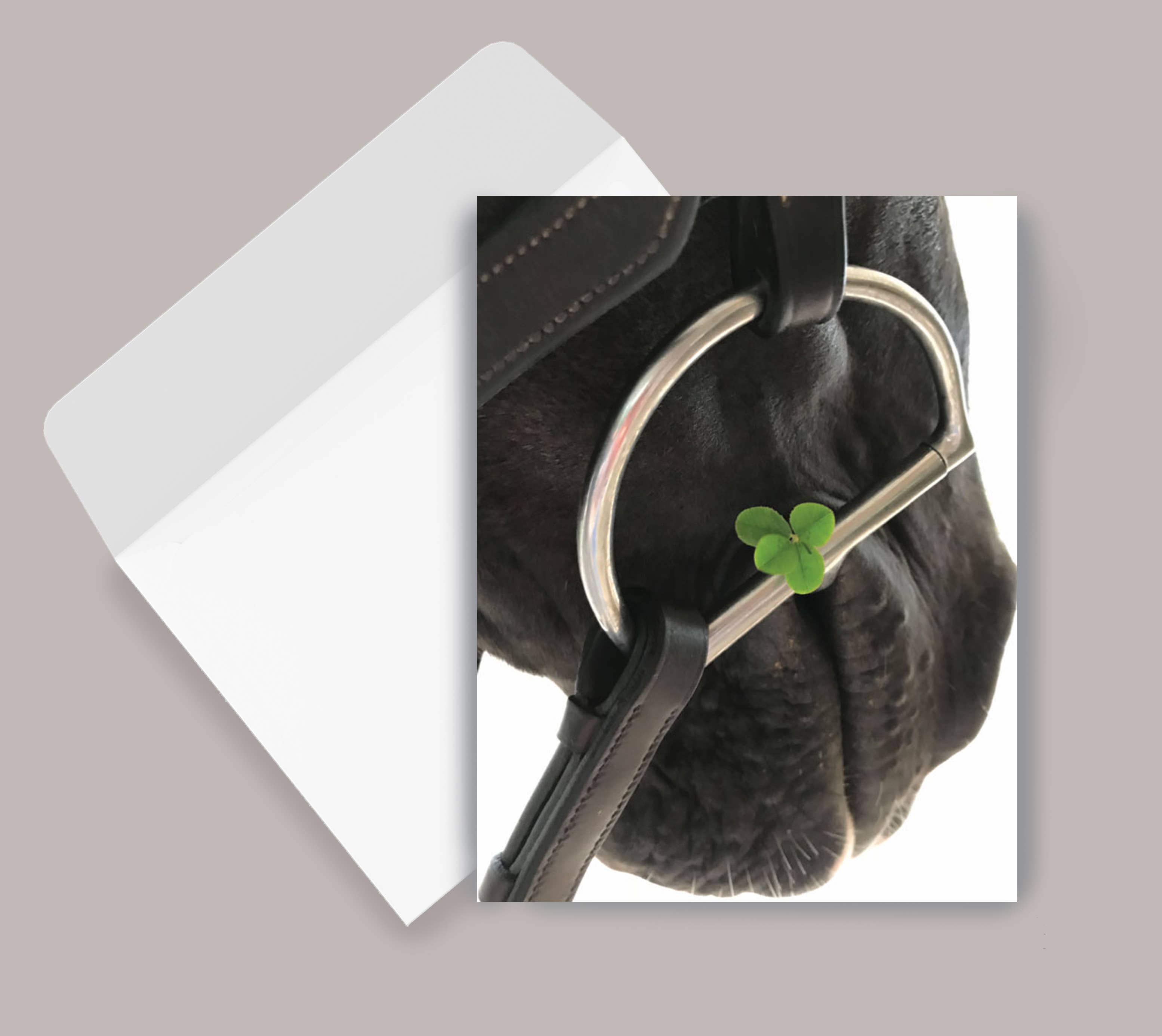 Horse Greeting Card / Four Leaf Clover