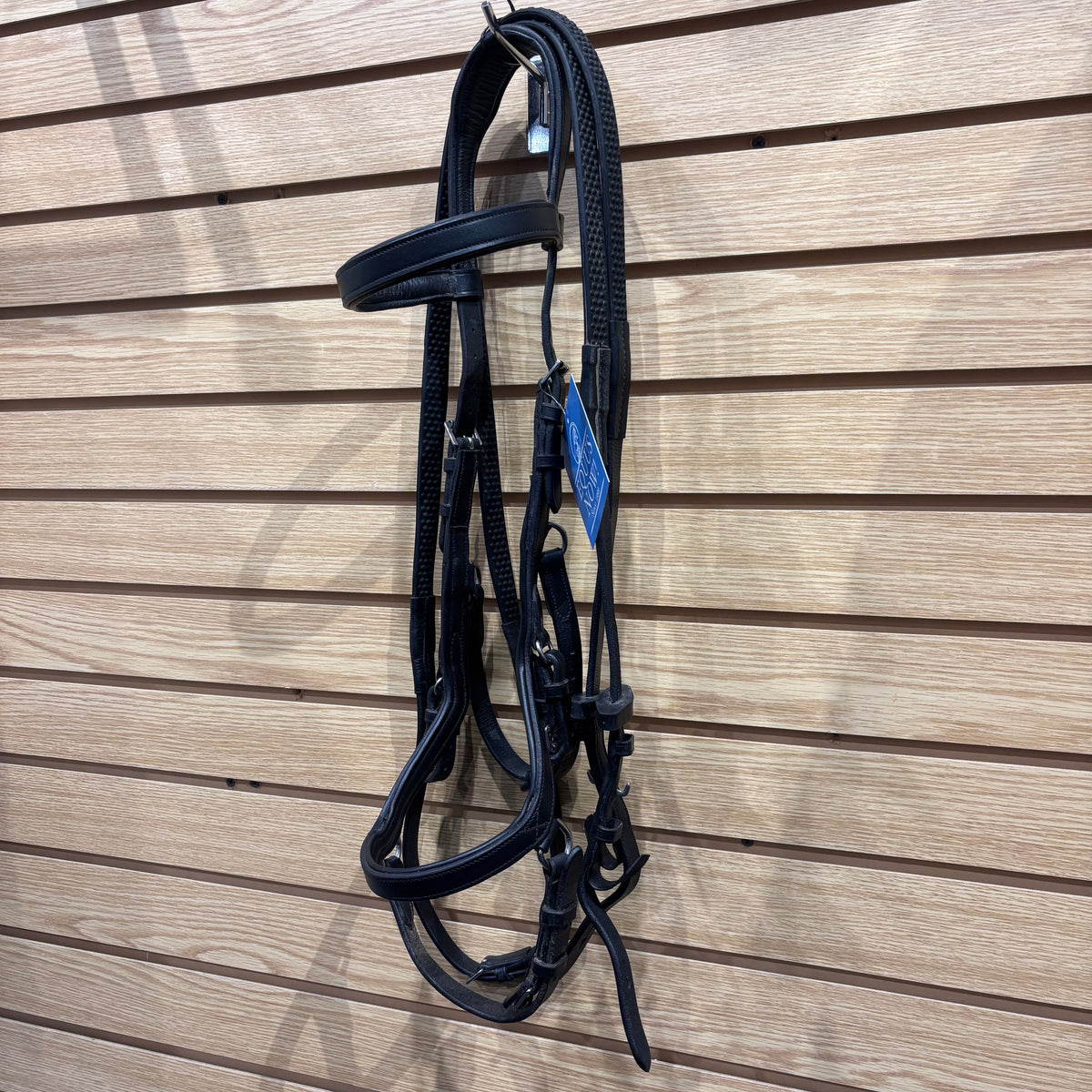 Used Full Black Rambo Micklem Bridle w Rubber Grip Reins