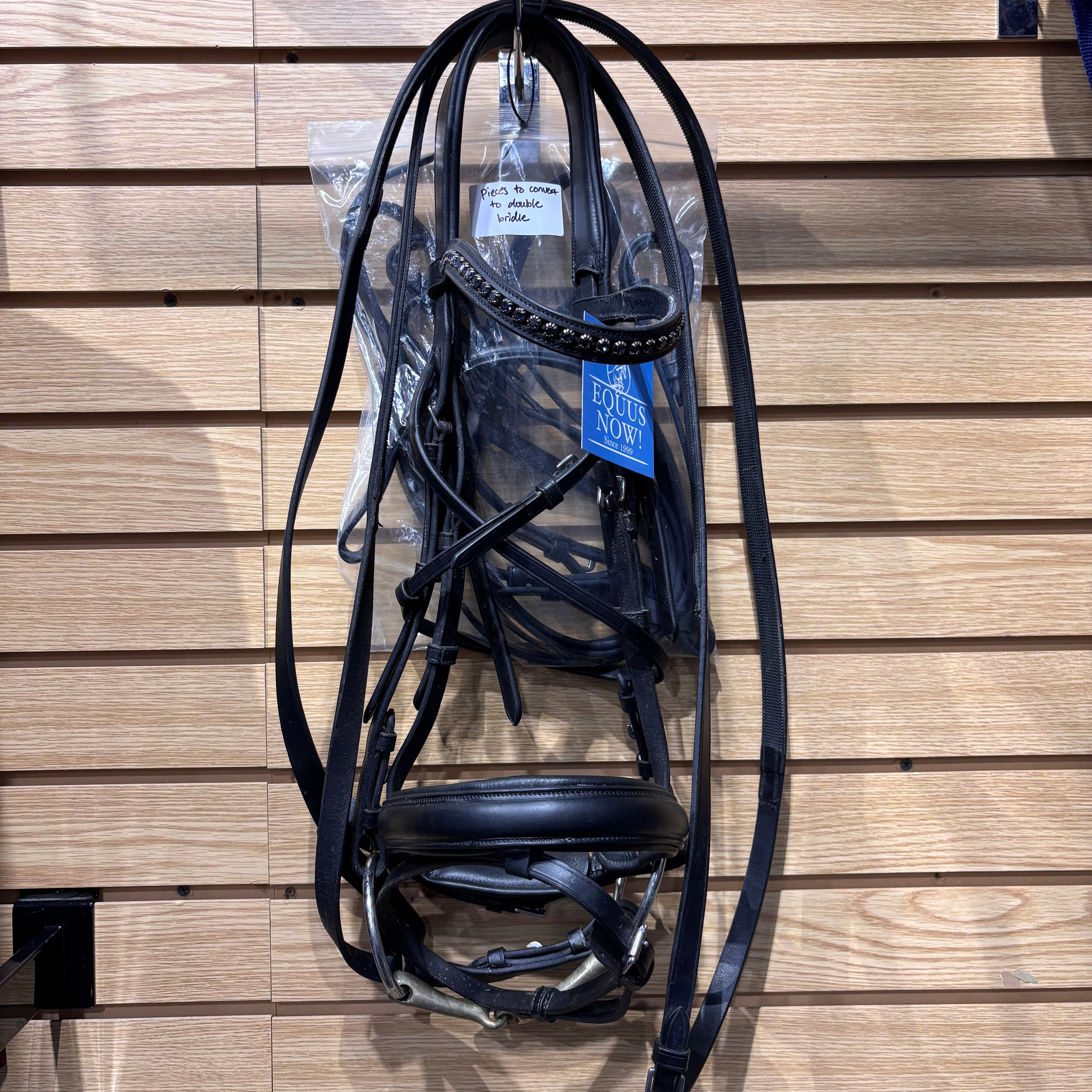 Used Cob Black JS Conversion Bridle with KK Ultra Double Jointed Bit