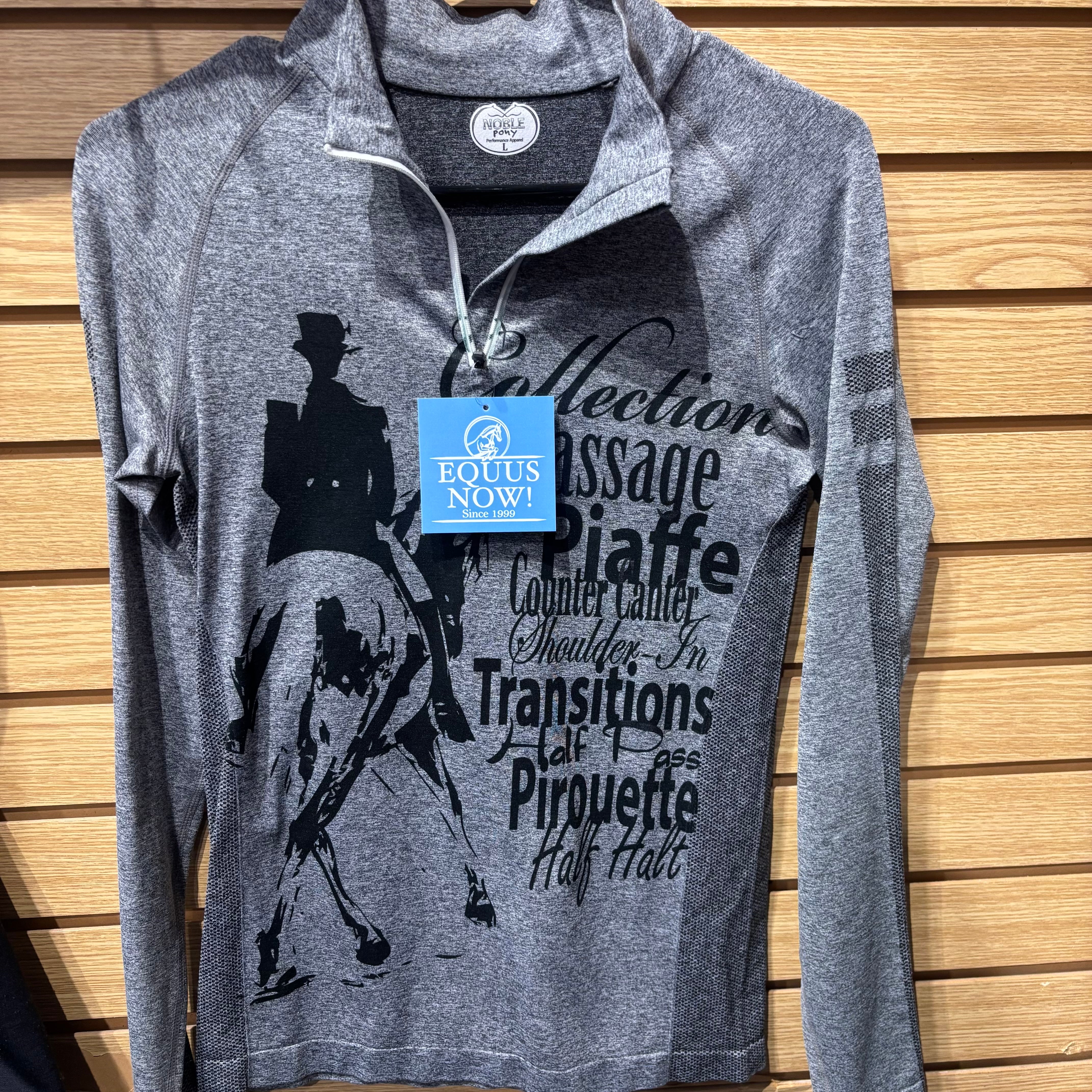 Used Large Grey Noble Pony Dressage 1/4 Zip Shirt