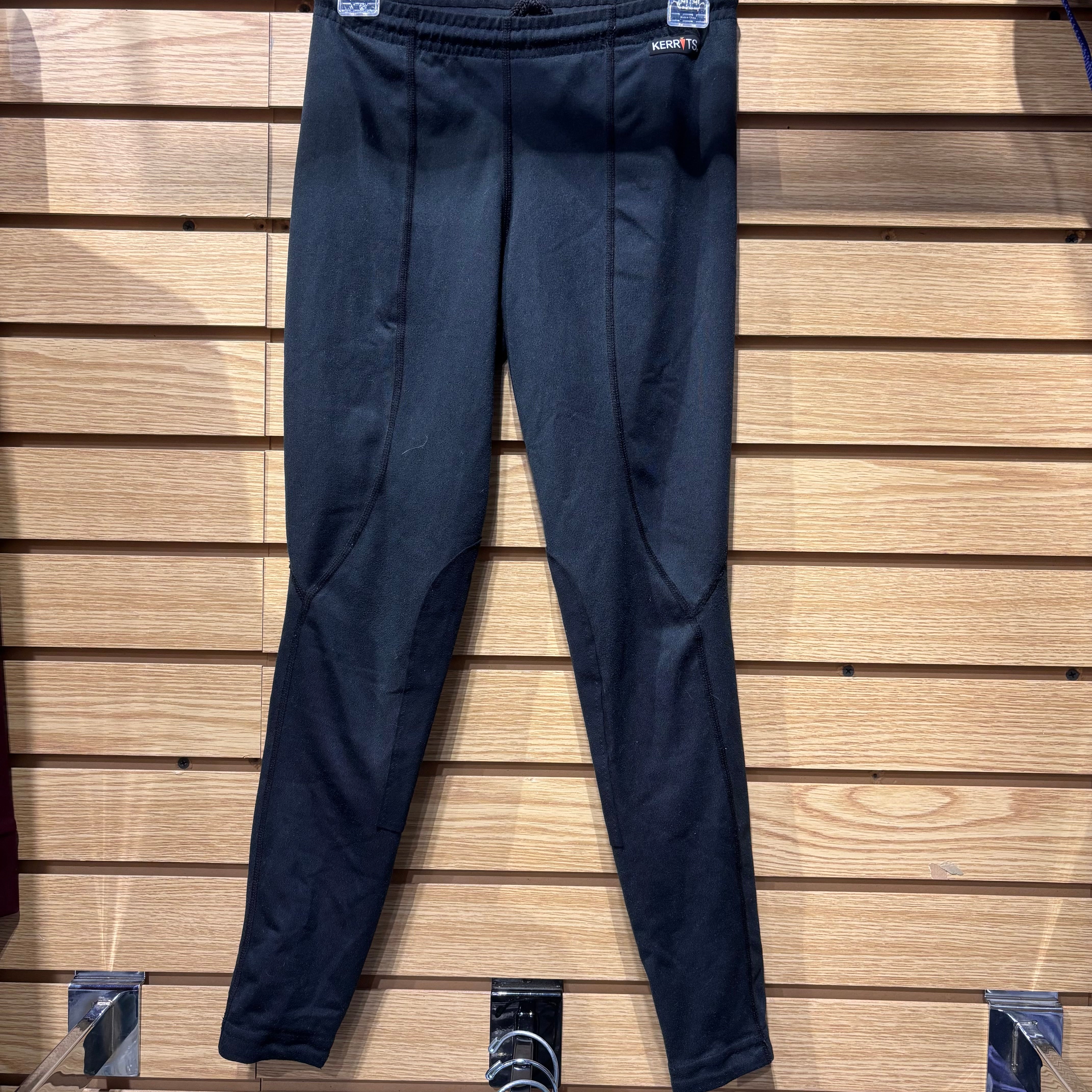 Used Youth Medium Black Kerrits Knee Patch Riding Tights