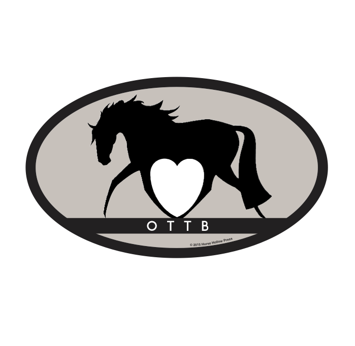 Oval Equestrian Horse Sticker / OTTB-Stylized / WATERPROOF