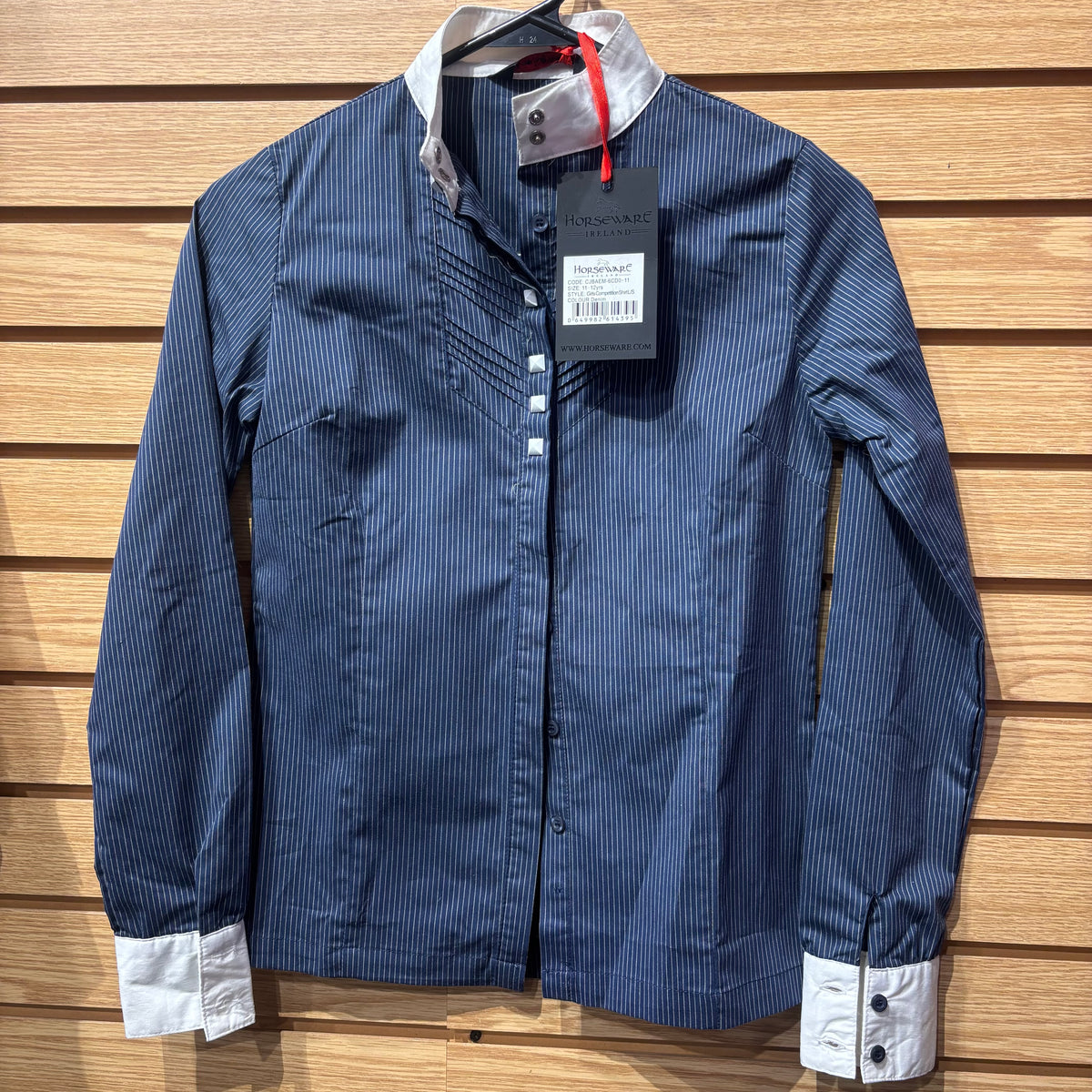 Used 11/12YR Navy/White Horseware Long Sleeve Show Shirt