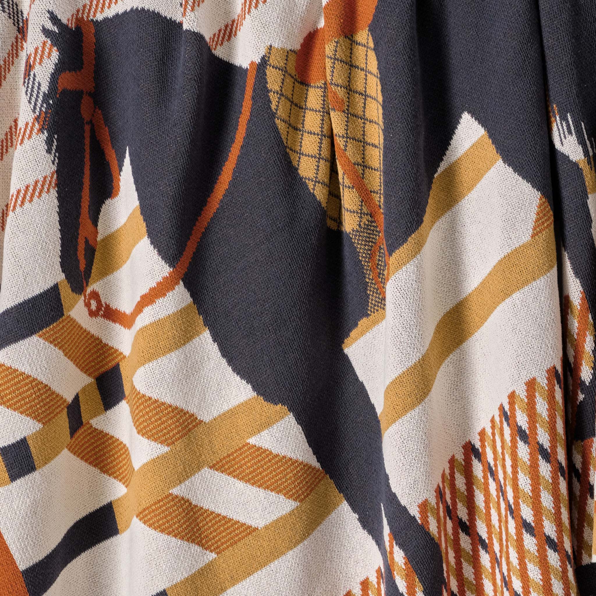 In2Green - Cotton Sustainable Knit Patterned | Stripes Throw Blanket - Equestrian Cheval