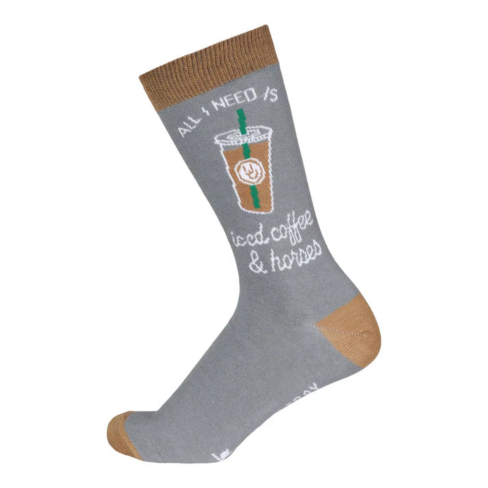 Dapplebay Iced Coffee & Horses Knit Crew Socks
