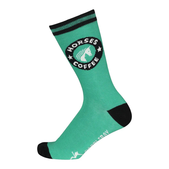 Dapplebay Horses & Coffee Knit Crew Socks