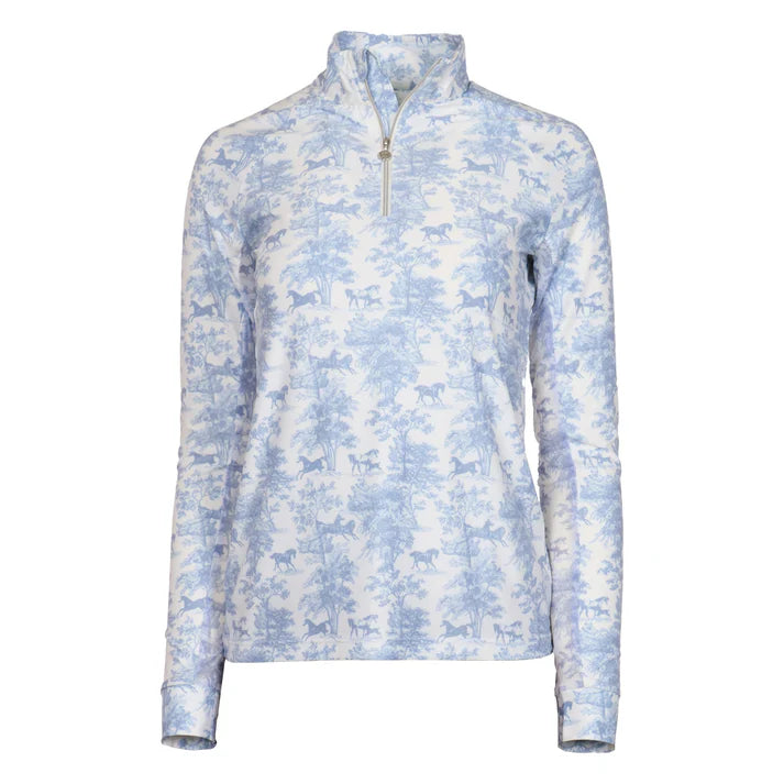 NEW Dapplebay Equestrian Toile 1/4 Zip Long Sleeve Riding Top