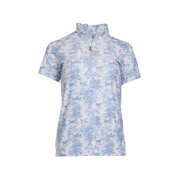 Dapplebay Equestrian Toile 1/4 Zip Short Sleeve Riding Top