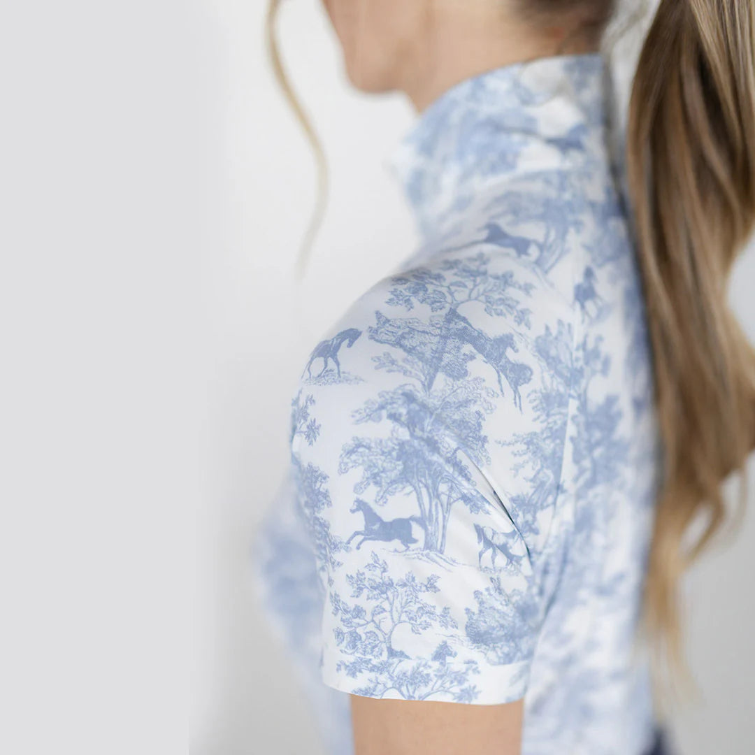 Dapplebay Equestrian Toile 1/4 Zip Short Sleeve Riding Top