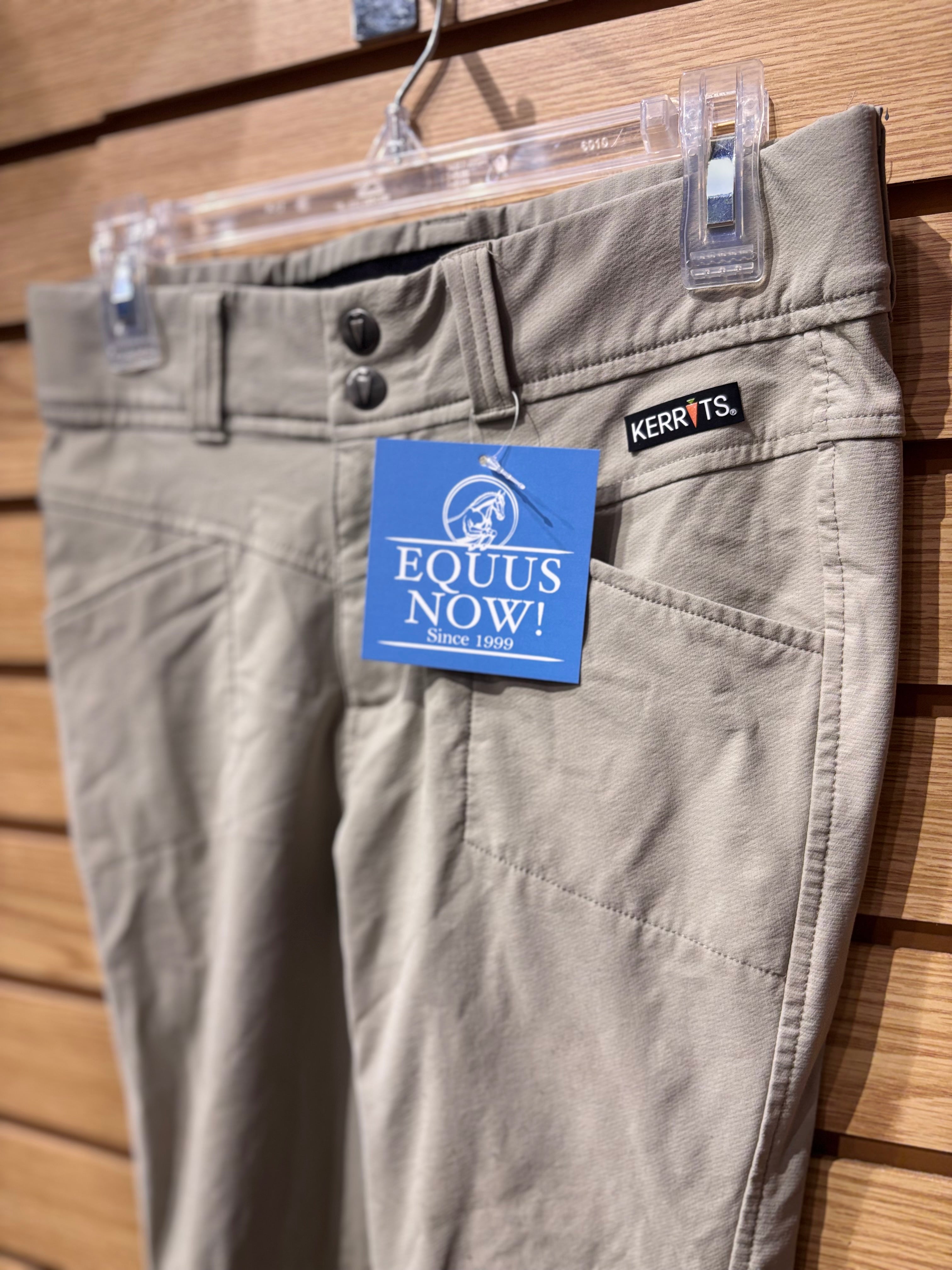 Used Youth XL Tan Kerrits Crossover Knee Patch Breeches
